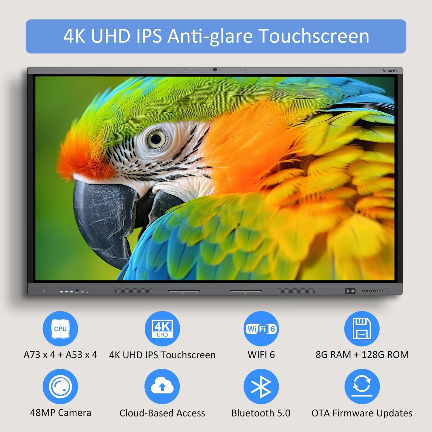 Shiarffe X5 Smart Board 75 Inch 4K Interactive Whiteboard