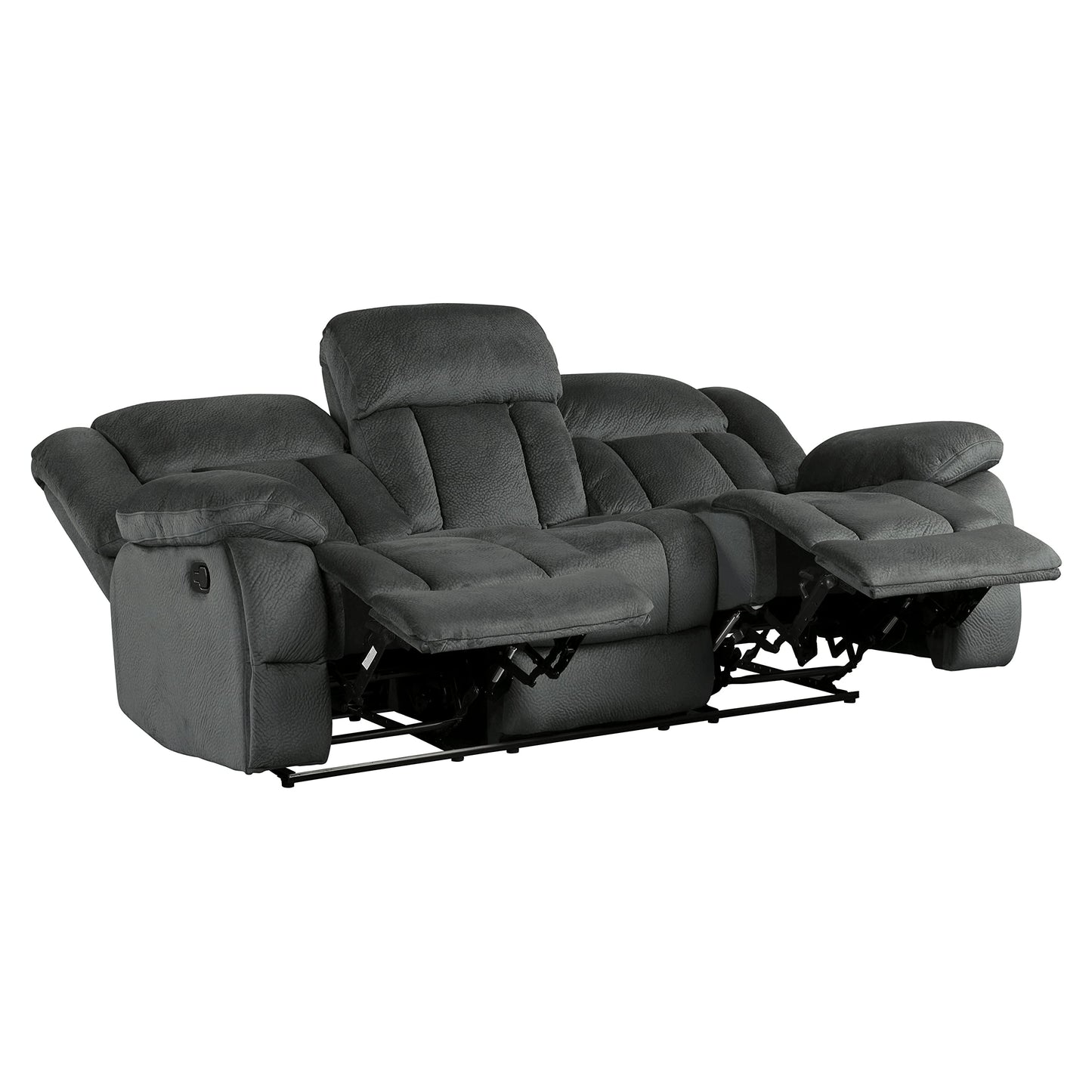 Lexicon Home Theater Seating, Wall Hugger Manual Reclining Sofa, 3-Seat Dual Recliner Sofa for Living Room, 90" W Sofa, Charcoal