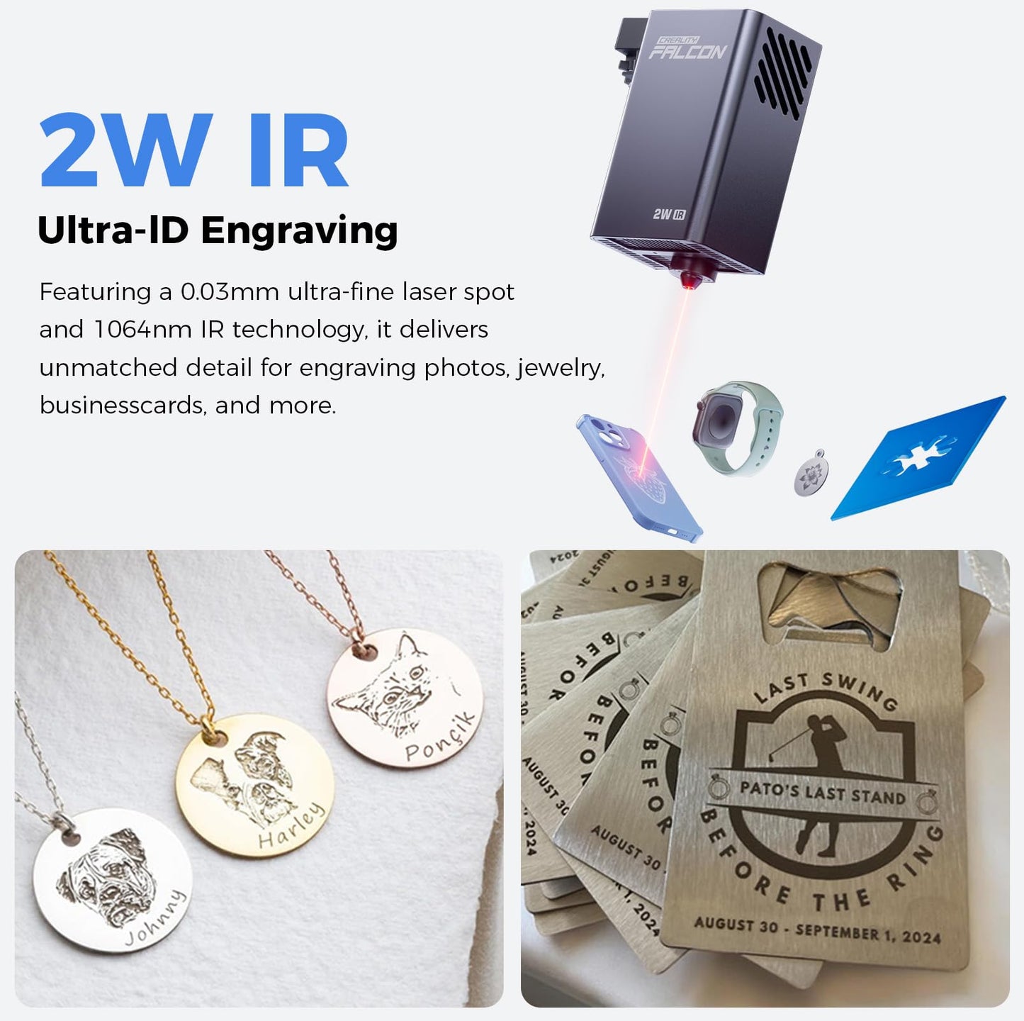 Creality 2W Infrared Laser Module, Falcon A1 Pro Replace Laser Module, High-Precision Engraving Laser for Metal, Plastic, Acrylic, Compatible Only with Falcon A1 Pro Laser Engraver