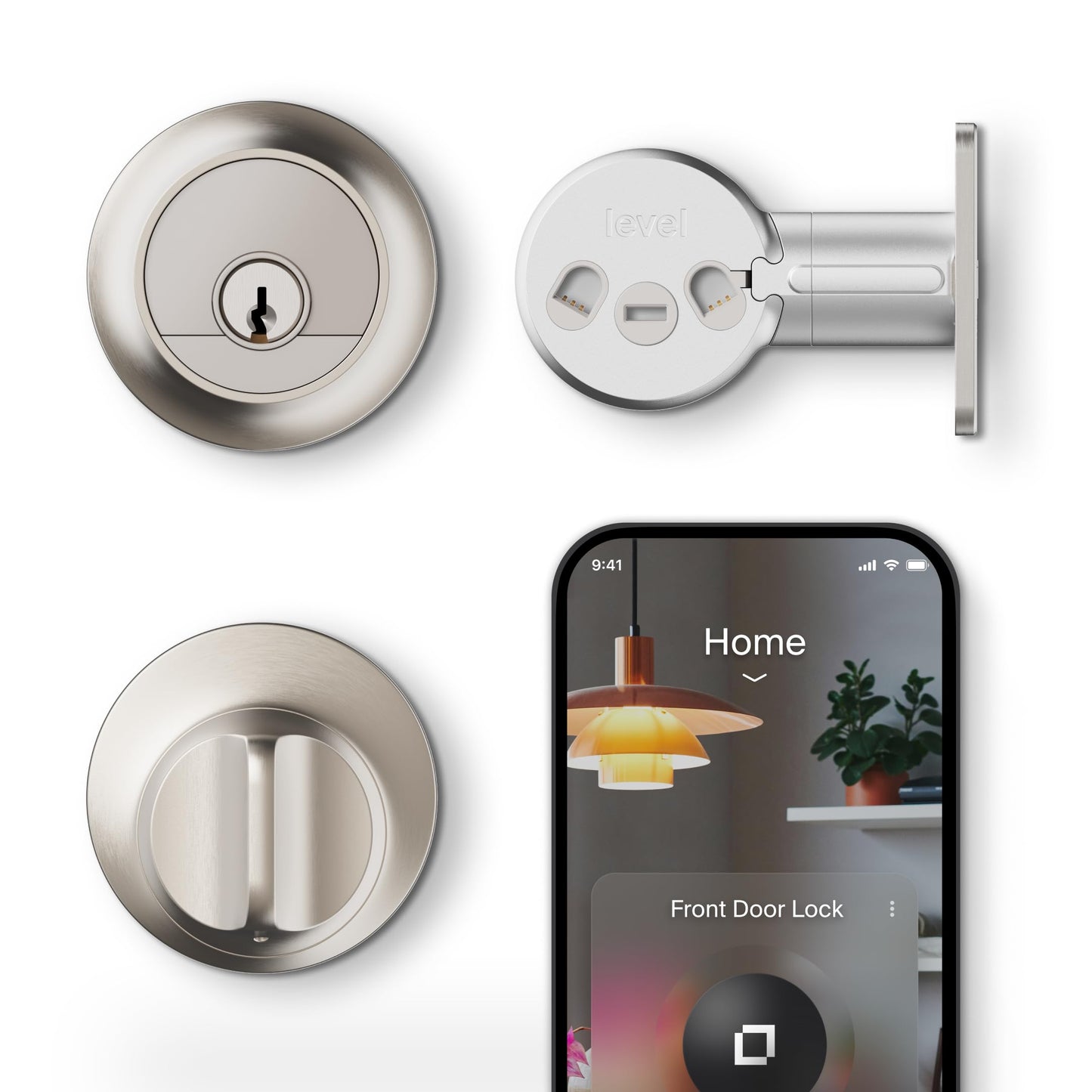Level Lock Pro - World’s Smallest, Fastest, Innovative Smart Lock - Matter-Over-Thread Deadbolt Plus Apple Home Key - Keyless & Remote Access via Apple, Alexa, Google Home, SmartThings (Satin Nickel)
