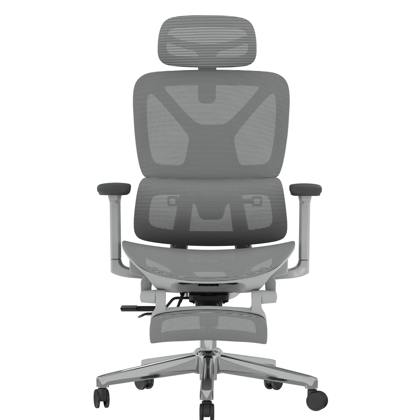 FLEXISPOT ErgoX Premium Ergonomic Office Chair with Footrest- Adjustable 3D Armrests, Dynamic Lumbar Support, Recline & Tilt Function, Mesh Seat, for Home & Office Use,Light Grey