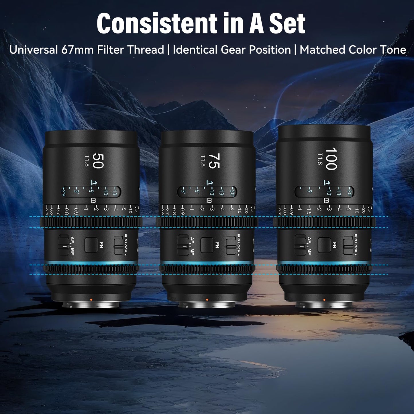 SIRUI Astra 1.33X Full Frame Auto Focus Anamorphic Cine Lens for L Mount Cameras, Lumix DC Series, FP/FPL, Leica SL Series, 50+75+100mm Lens Kit (Neutral Flare)
