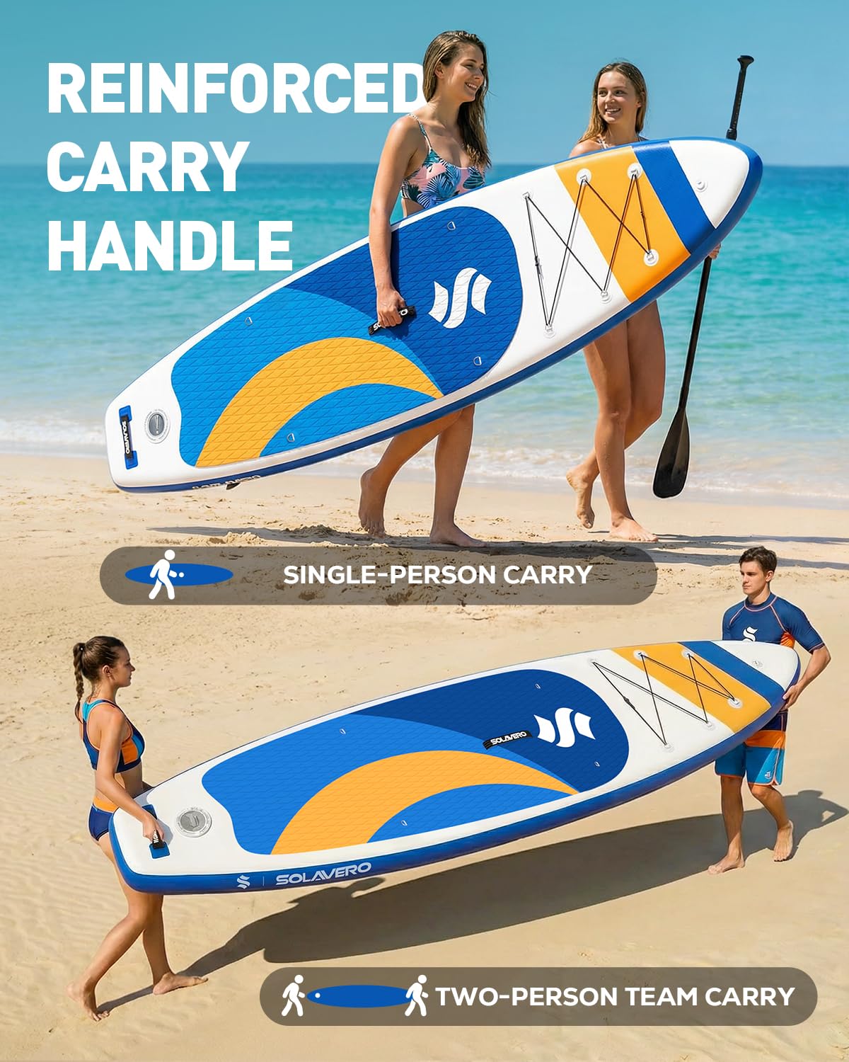 SOLAVERO 11' Inflatable Stand Up Paddle Board, Extra Wide Stable SUP with Premium Accessories Blow Up Paddle Board for Adults, Suitable for Sea and Lake, All Skill Levels