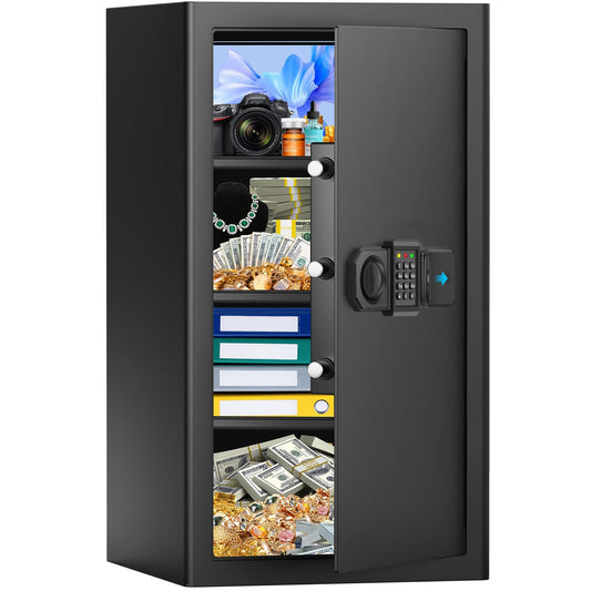 [25.6'' Tall] Large Home Safe, Digital Safe Box with Alarm System, Electronic Keypad and Emergency Keys, Security Cabinet Safes for Home Document Ammo Medicine