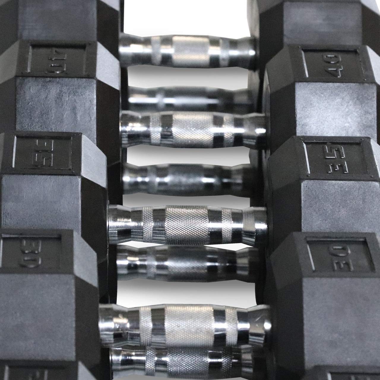 WF Athletic Supply Rubber Coated Hex Dumbbell Set, Multiple Choices Available (200/550/1200/2100/3000 LB) (c. 5-50LB Dumbbells Only)