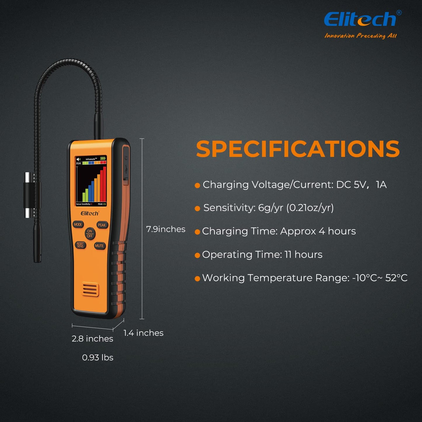 Elitech Inframate C Infrared R-744 Refrigerant Leak Detector Carbon Dioxide CO2 Leakage Tester