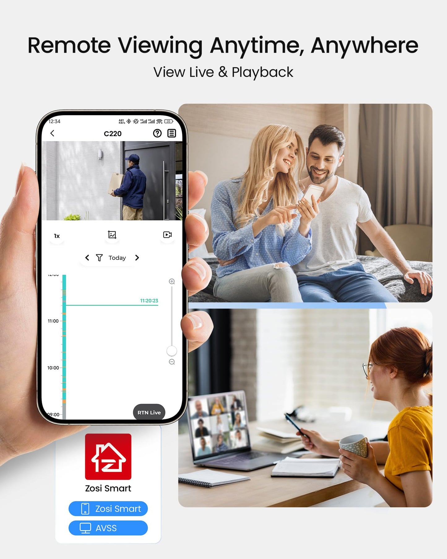 ZOSI C220 8CH 4MP QHD 2.5K PoE Home Security Camera System, 8CH 5MP 3K NVR with 2TB HDD for 24/7 Record, 6 x 4MP(1440p) Dome IP Cameras Outdoor Indoor, Smart AI Human Detection, Two-Way Audio