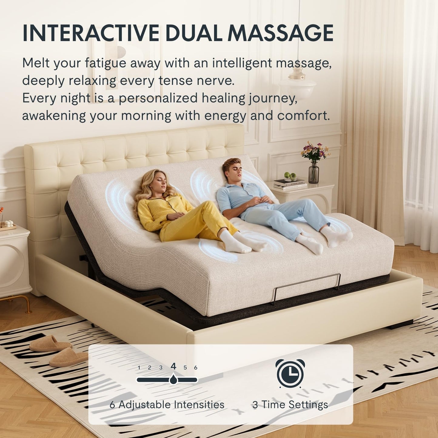 FLEXISPOT Adjustable Bed Frame Bases Queen, Massage, Zero Gravity, Memory Postions, Quick Assembly, Whisper Quiet Durable Motor, Adjustable Leg, Underbed Light, Wireless Remote, 750Ibs.