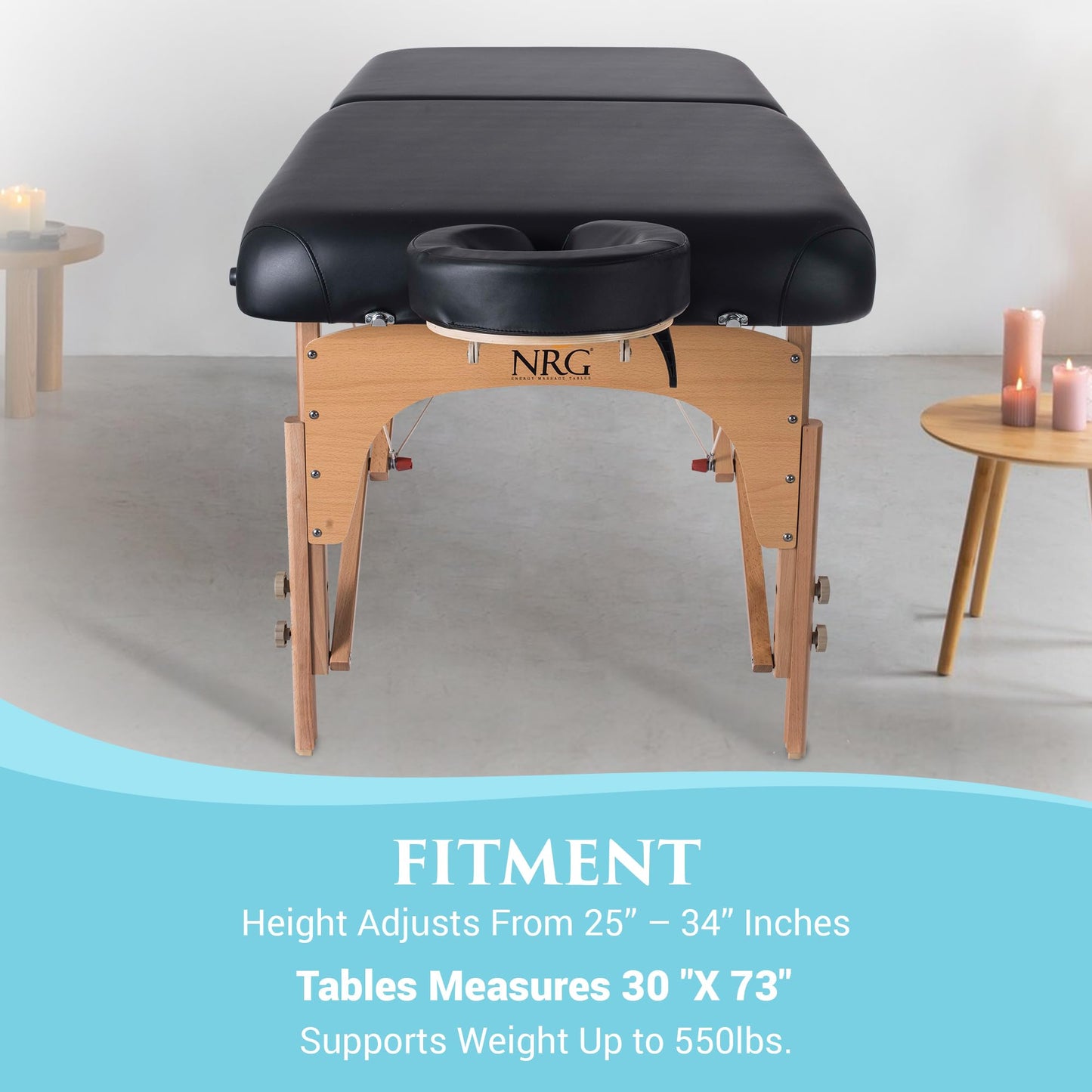 NRG Karma Professsional Massage Table Package - Portable Massage Bed Portable Massage Table Reiki Table Spa Beds & Tables - Includes Face Cradle, Double Wheel Knobs & Carrying Case - Black