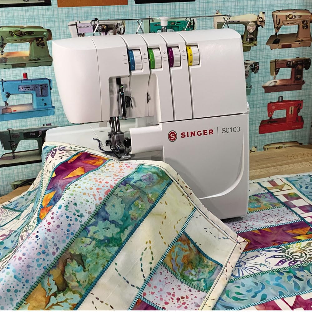 SINGER® S0100 Metal Frame Serger with Accessory Kit | Overlock Machine with 6 Built-in Stitches, 2-3-4 Thread Capability, Adjustable Tension & Stitch Length | 1300 Stiches/Min & Differential Feed