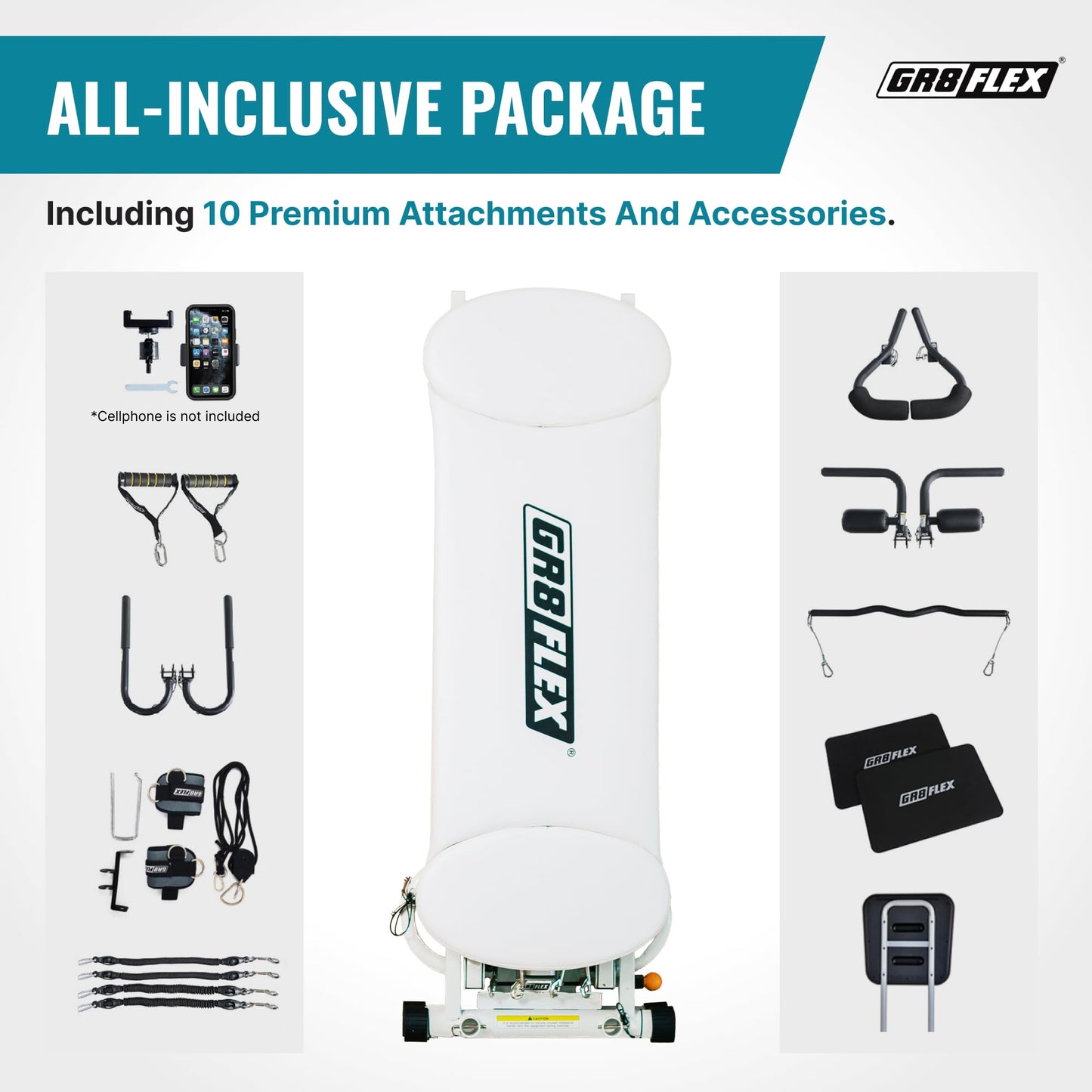 GR8FLEX Performance Gym for Total Over 100 Exercises, Multi-Functional Workout Machine, High Performance Strength Training, Cardio, and Full Body Fitness Equipment for Home Use (Pearl White Model)