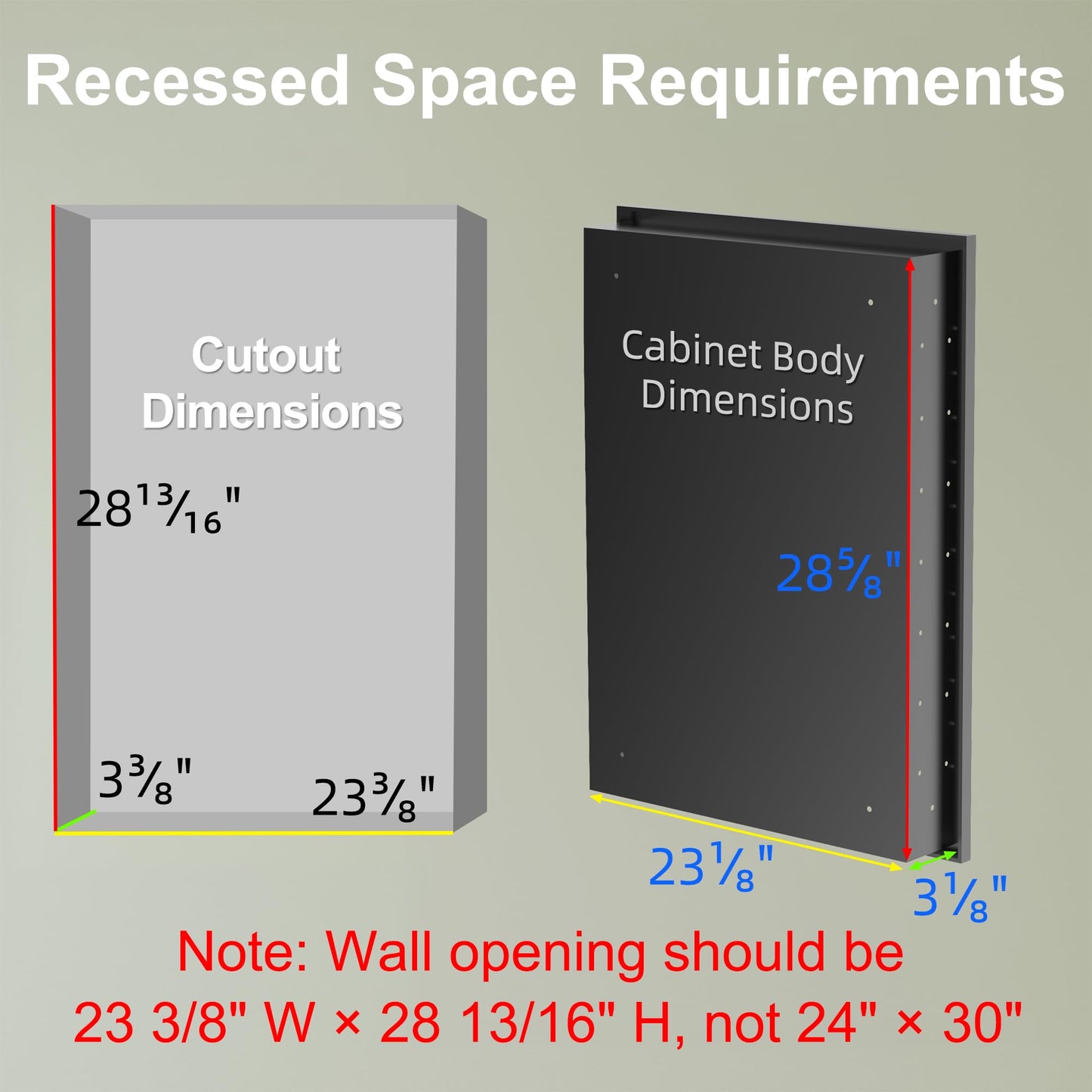 Buruis 24" x 30" Framed Medicine Cabinet with Mirror, Recessed or Wall Mounted Bathroom Cabinet, Adjustable Tempered Glass Shelves, Left/Right Open Reversible, No Assembly Required, Black