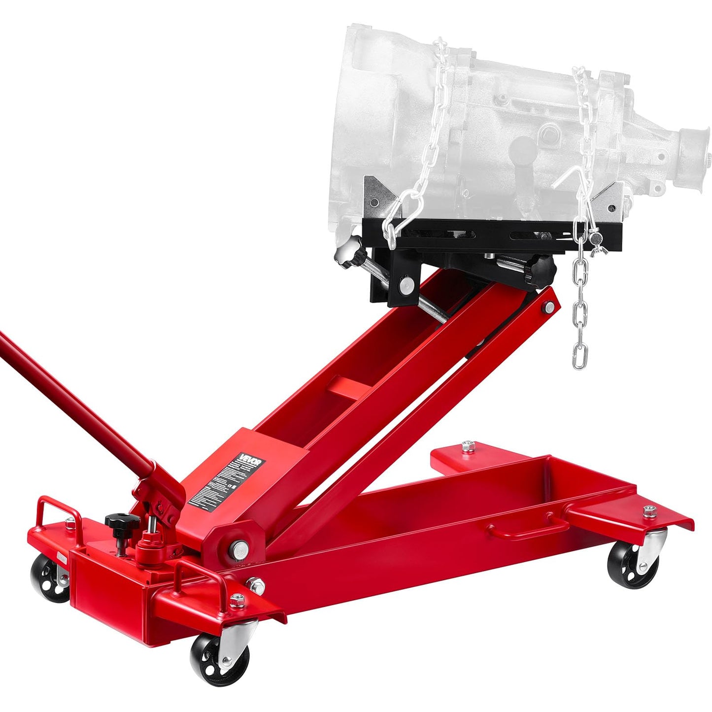 VEVOR Adjustable Floor Transmission Jack 2200 lbs/1T Low Profile Hydraulic Transmission Telescoping Heavy-Duty Lift Jack 7.28-27.6 in Lifting Height, 360° Swivel Front Wheels
