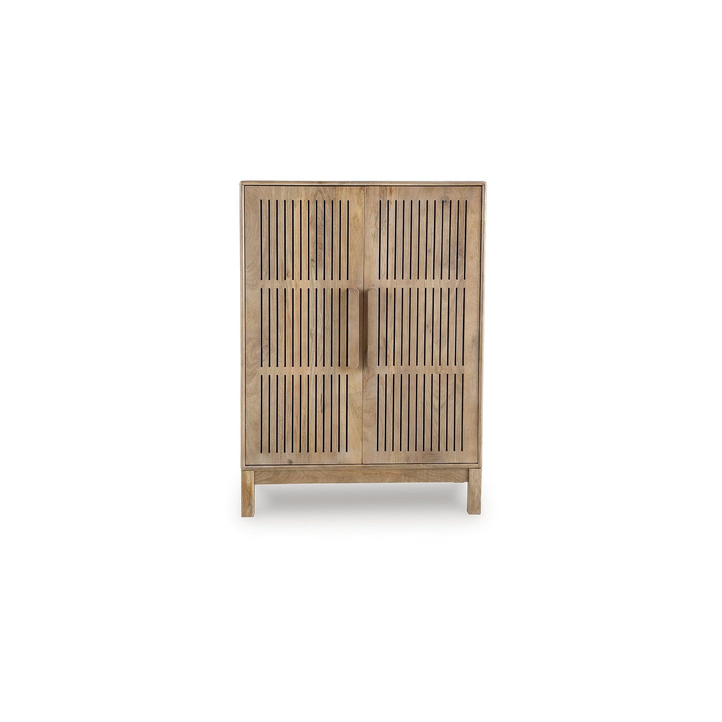 Signature Design by Ashley Pellamour Casual Bar Cabinet with Anti-Tipping and Adjustable Shelf, Light Brown