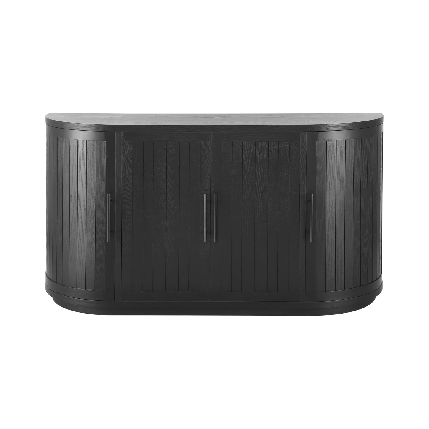 Christopher Knight Home Tian Modern Wooden Kitchen Sideboard Cabinet with Metal Handles, Living Room Storage Cabinet with Shelves, Spacious Dining Room Cupboard with 4 Doors, Curved Form, Black