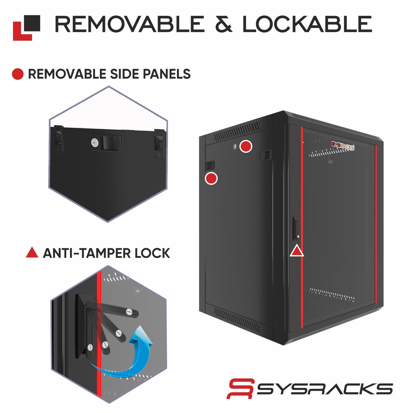 12U Wall Mount Home Lab Server Rack – 19" Locking Network Cabinet, 24" Deep Empty Rack Enclosure for Routers, NAS, Switches and Home Network Equipment