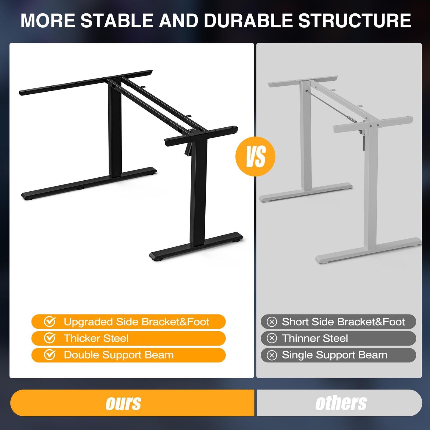 Muvai 59 Inch L Shaped Standing Desk Adjustable Height with Cable Management Tray,Gaming Electric Corner Standing Desk, Sit Stand Computer Table with Reversiable Splice Board, Black Carbon