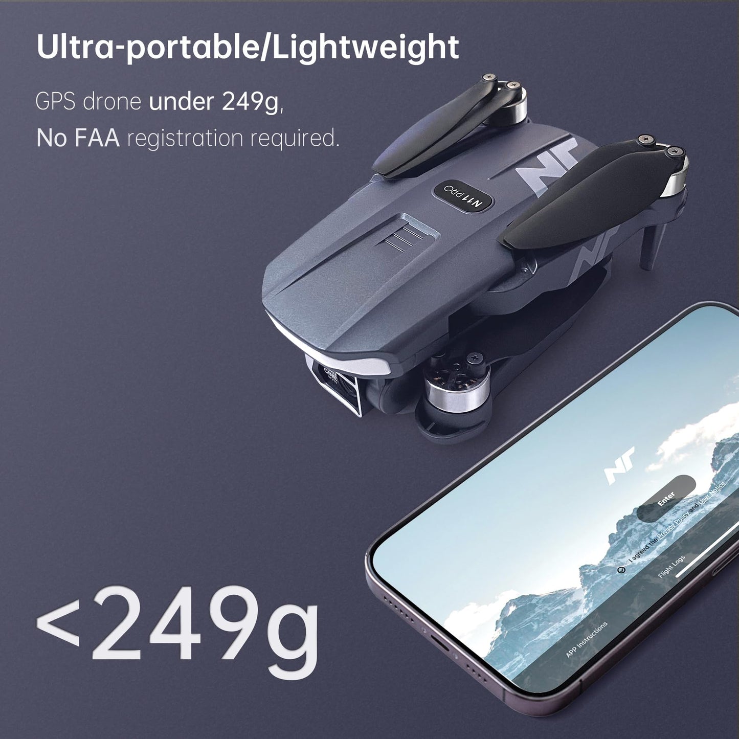 4K UHD GPS Drone with Camera for Adults N11 Pro, 90 Min 3 Battery Long Flight Time, Auto Return, Follow Me, Long Control Range, Brushless Motor, 5G FPV RC Quadcopter for Beginners