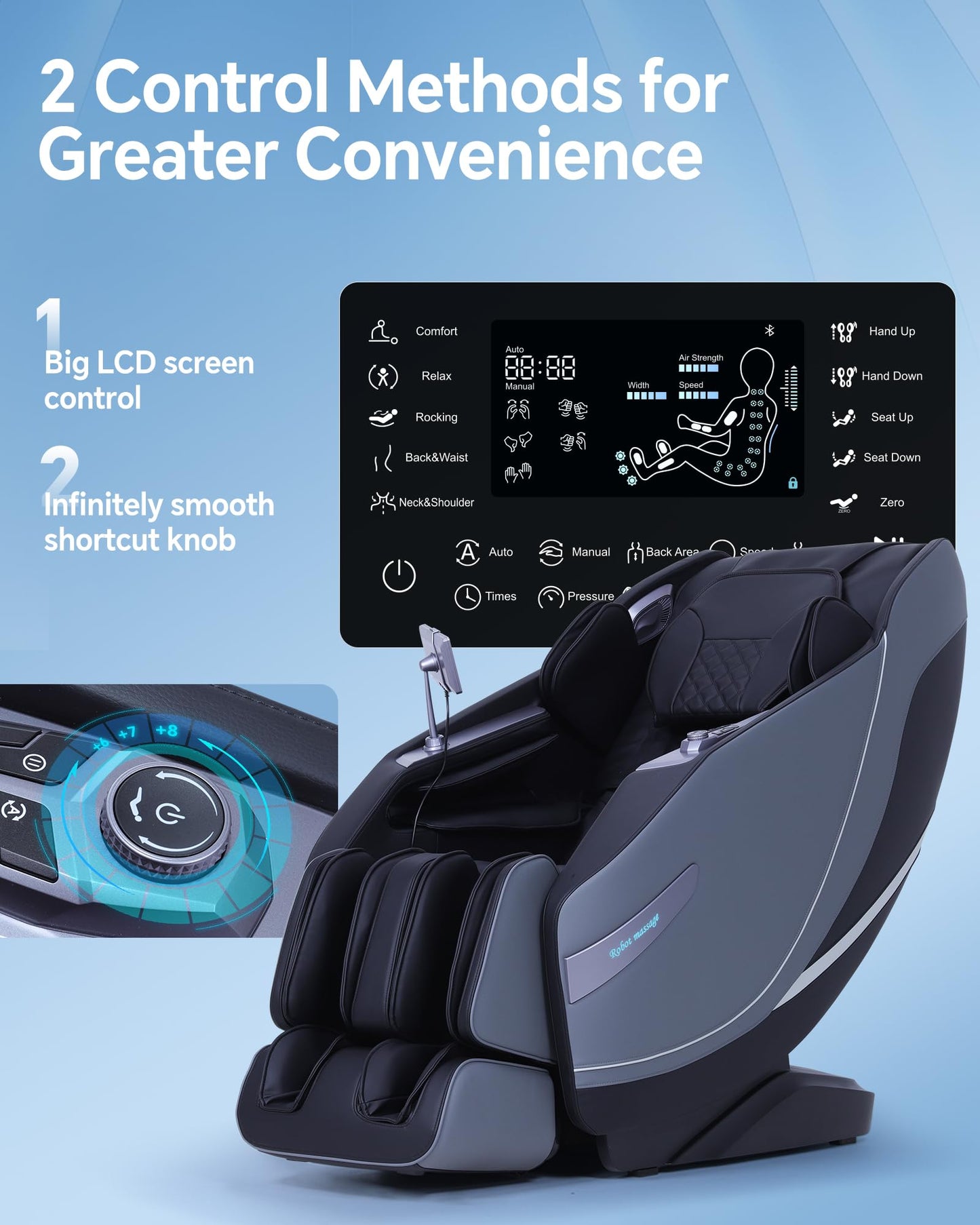 UIIU Massage Chair Full Body Zero Gravity, 3D ‌SL-Track Shiatsu Massage with Unique Rocking Sleep Mode, Upgraded Calf & Knee Massage (+11cm) for Tall People, Wireless Charging &Touch Screen,Black