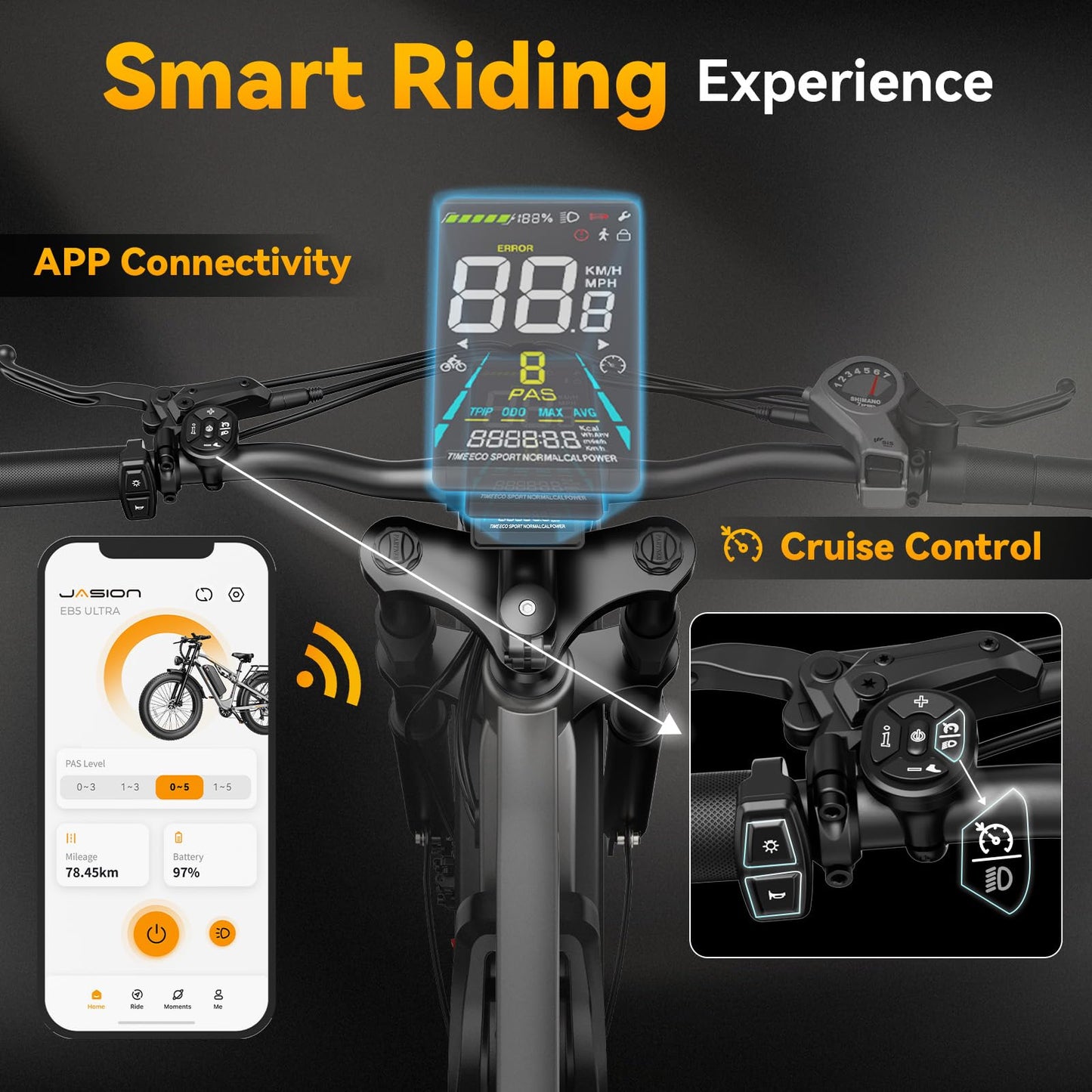 Jasion EB5 Ultra Electric Bike for Adults, Peak 2500W Ebike with 52V 20Ah (1040Wh) Battery, Dual Suspension & Hydraulic Brakes, 26"x4" Fat Tire Off-Road Electric Bicycle