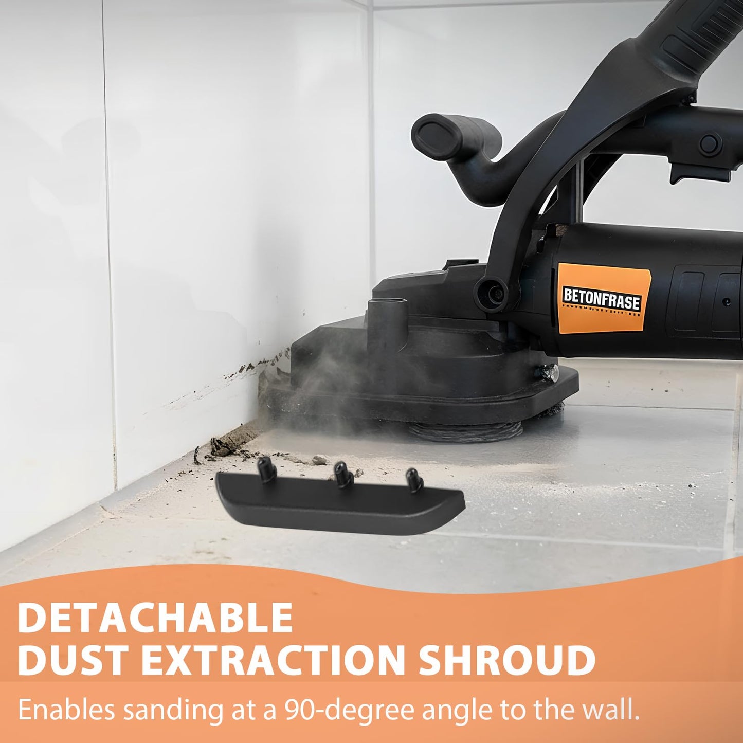 4-Head 3800W Concrete Floor Grinder with Extendable Rod, 4'' Concrete Floor Polisher with Dust Extraction Shroud, 6 Gears, 6000RPM Concreter Surface Planner for Grinding Concrete Cement Marble