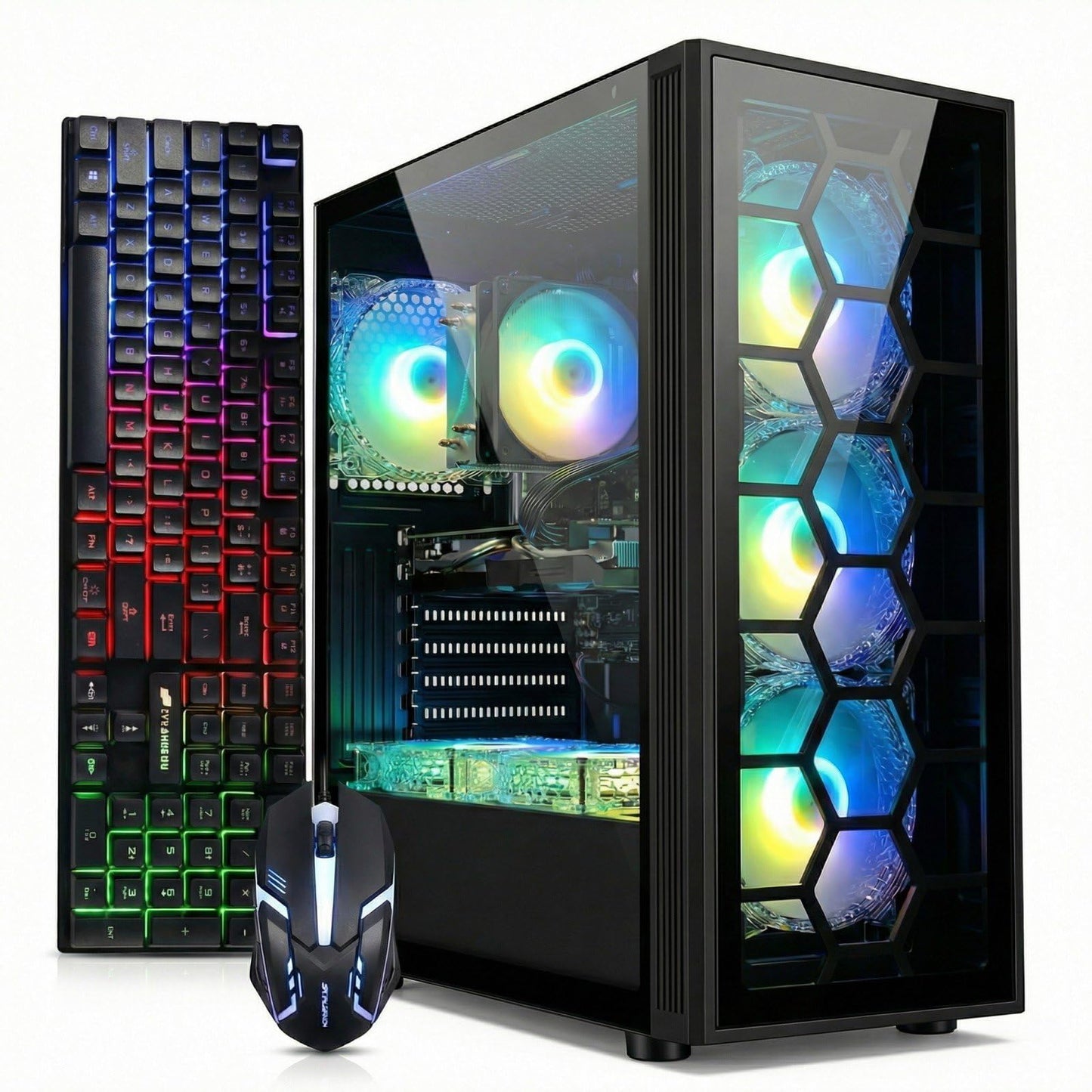 STGAubron Gaming PC Desktop Computer, GeForce RTX 3050 6G, Intel Core i7 up to 3.9G, 32G RAM, 1TB SSD, WiFi 6, BT 5.0, RGB Fan x6, Windows 11 Home