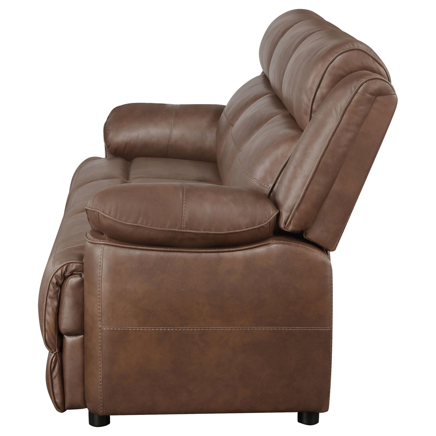 Coaster Home Furnishings - Ellington - Upholstered 3-Seater Sofa with Padded Arm, Faux Leather Upholstery, Pocket Coil Seating and Full Foam Cushions - Transitional - Living Room - Dark Brown - 508281
