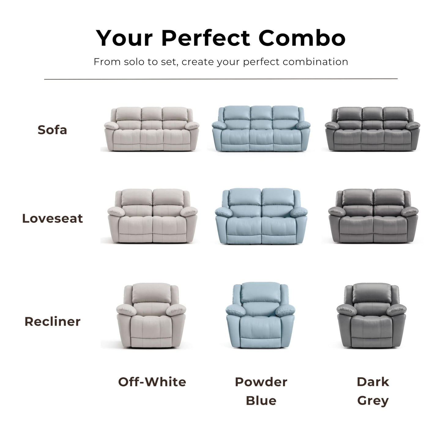Furniture of America Sorin Modern Leather Recliner Sofa with Pillow Armrests and High Density Foam, Reclining Sectional Couch for Living Room, Office, Home Theater, FSC Certified, Blue