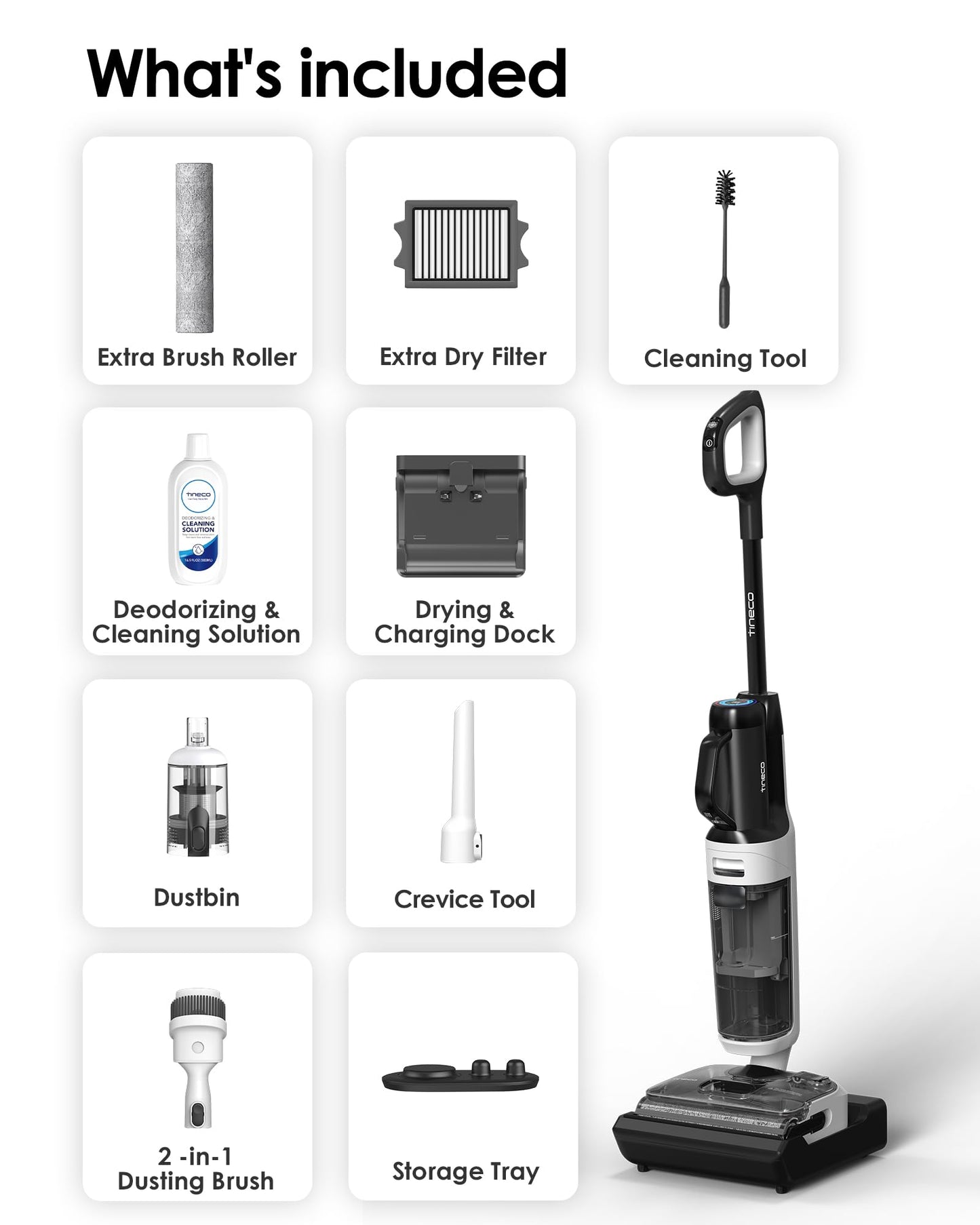 Tineco Floor One Switch S6 Stretch Breeze Wet Dry Vacuum Cleaners, Floor Cleaner Mop 2-in-1 Cordless Vacuum for Multi-Surface, 20kPa Suction, Anti-Tangle Design, Flashdry Self-Cleaning, 180° Lay-Flat