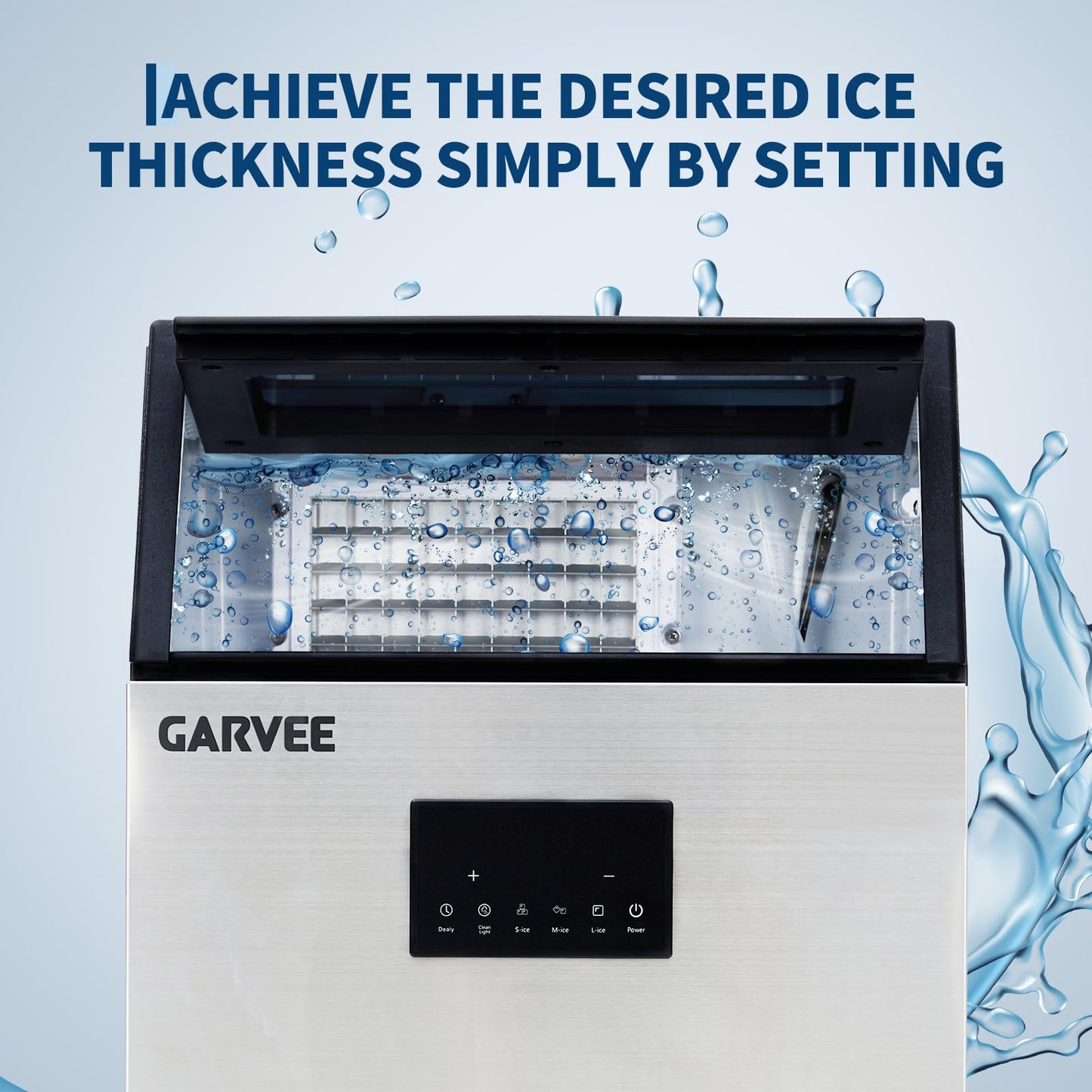 Commercial Ice Maker Machine, 150 lbs/24h with 40 lbs Storage Capacity, Stainless Steel Ice Maker with Self-Cleaning & LED Display, Built-in/Freestanding/Under Counter,for Home Bar Restaurant