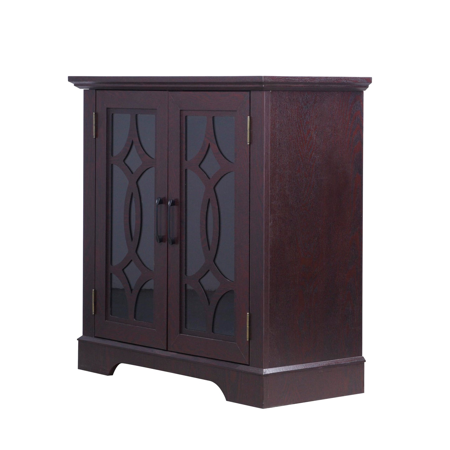 GDFStudio Modern Buffet Sideboard Cabinet, Storage Cabinet with 2 Tempered Glass Doors & Adjustable Shelf, Freestanding Credenza Buffet for Dining Room Kitchen, Accent Cabinet Coffee Bar, Ox Blood Red