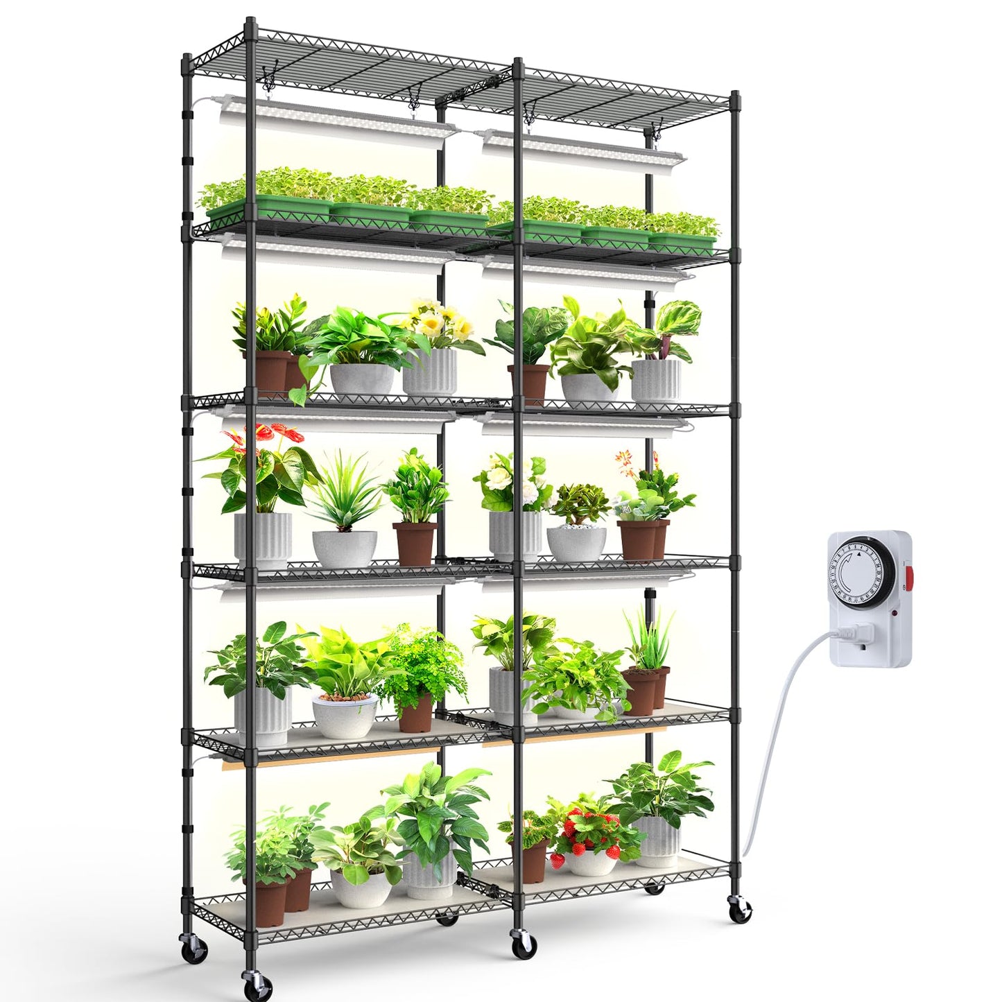 Barrina CX1 Plant Stand with Grow Lights, 5-Tier Metal Shelf, 47.2x13.8x70.9IN, 5000K Full Spectrum Lighting