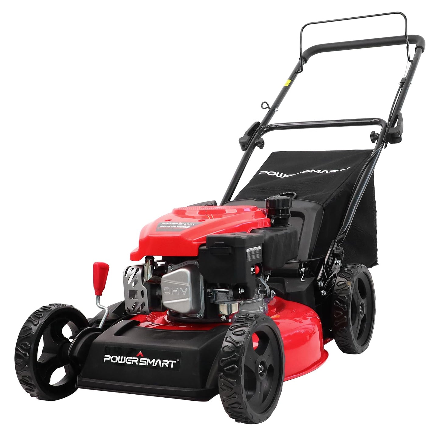 PowerSmart EasyCut 18-Inch 144cc Push Gas Lawn Mower, 3-in-1 Mulch/Bag/Side Discharge, Steel Deck, 6 Height Adjustment