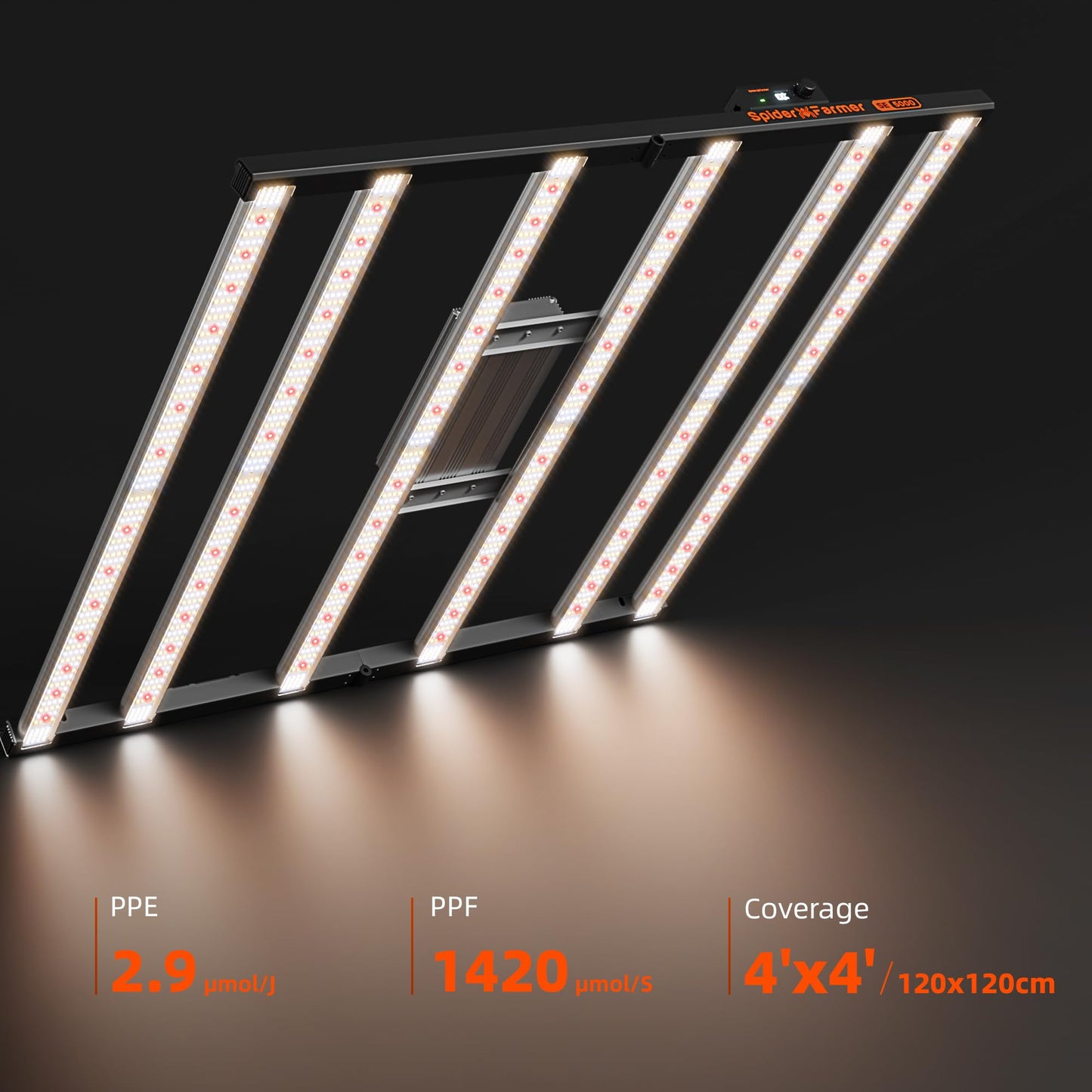 Spider Farmer SE5000 480W LED Grow Light,Smart Remote App Control, Full Spectrum Dimmable Daisy Chain Bar Style Growing Lamp for Indoor Plants, 4x4ft Coverage