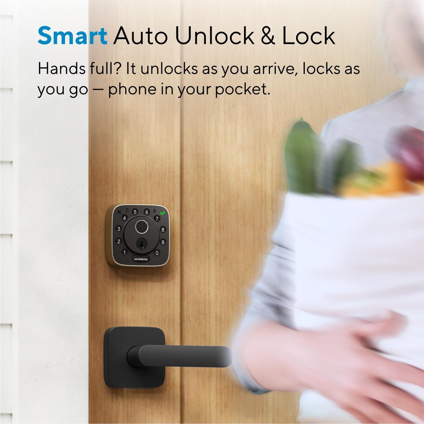 ULTRALOQ Bolt Fingerprint WiFi Smart Locks for Front Door with Door Sensor, Works with Apple Home, Alexa, Google, Keypad Door Lock with Handle, App Remote Access, Geofence Auto Unlock, Auto-Lock