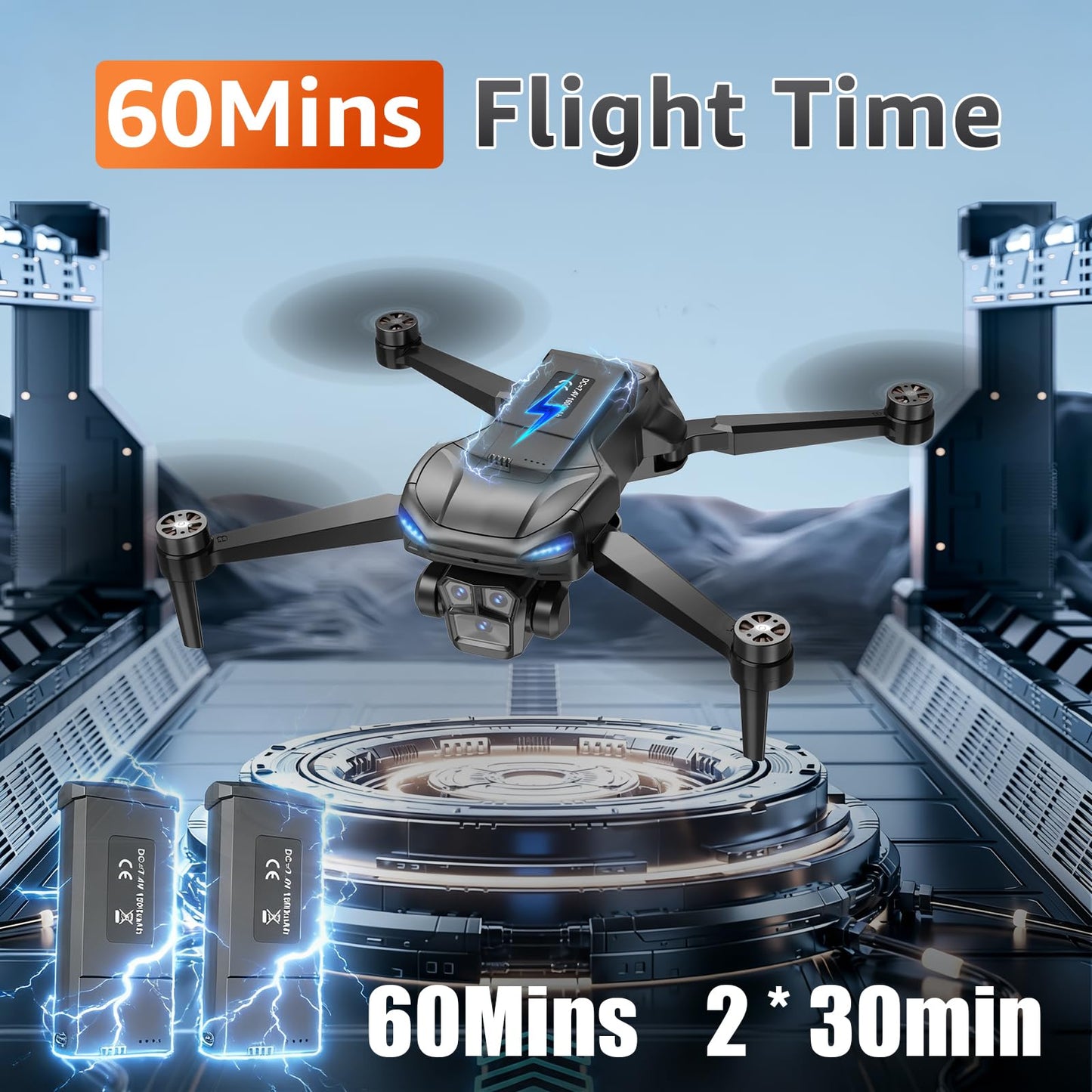 GPS Drone with Camera for Adults - 4K Drone with 4.5” FPV Screen Controller, 60 Min Flight, Brushless Motor Foldable Quadcopter, Auto Return, Follow Me, 3 Speed Modes for Beginners - Gift Under 249g