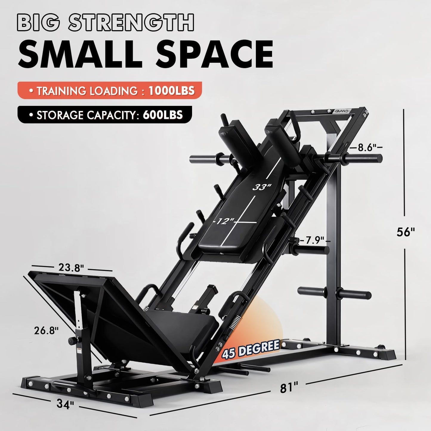 GMWD Leg Press Hack Squat Machine Combo, Professional Adjustable Leg Press Machine for Home Gym with Linear Bearing, Hack Squat Machine with Weight Storage, Leg Machine for Full Lower Body Workout