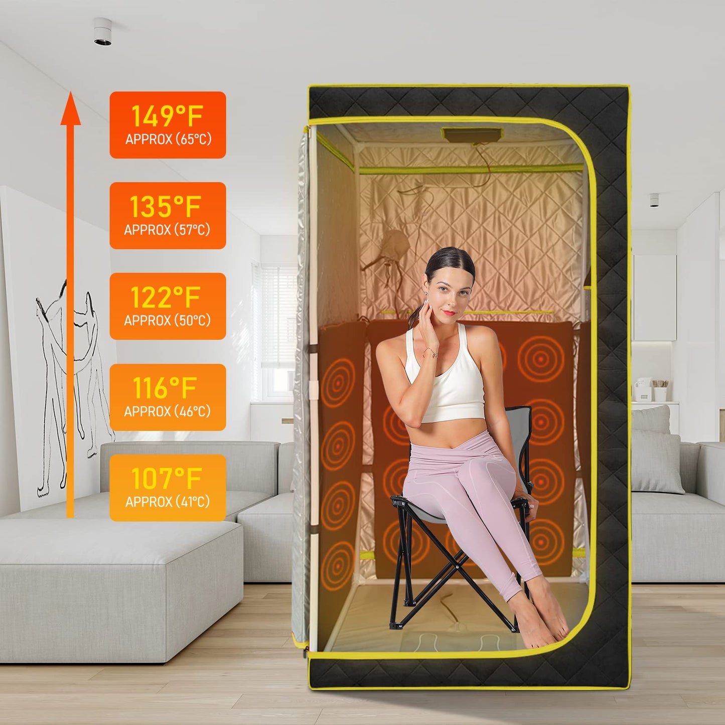 TaTalife Portable Infrared Sauna, Full Size Far Infrared Sauna, One Person Sauna Tent, Separate Heating Foot Pad and Portable Sauna Chair Home Saunas for Relaxation Detox