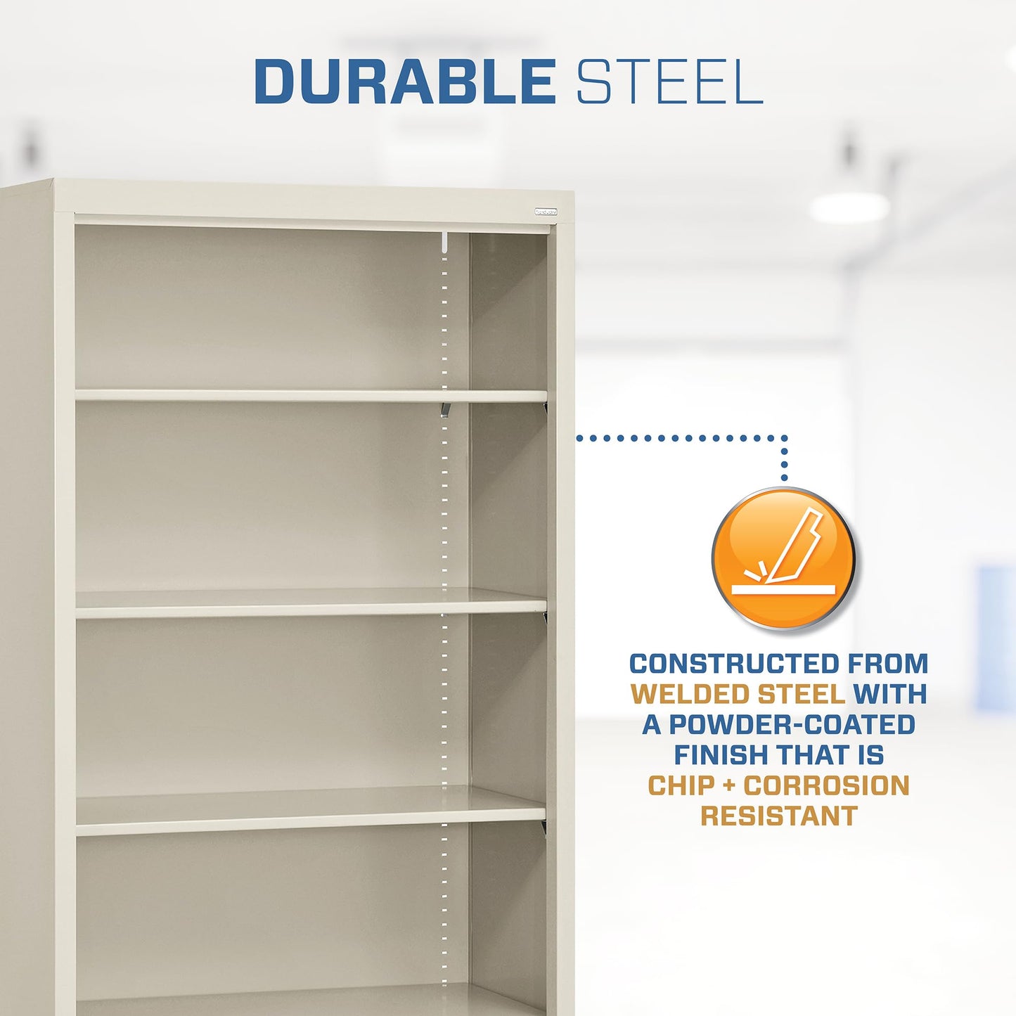 Sandusky Lee BM40361872-07 Mobile Bookcase with 4 Adjustable Shelves, Steel Rolling Bookshelf Storage Cabinet, 78"H, Putty