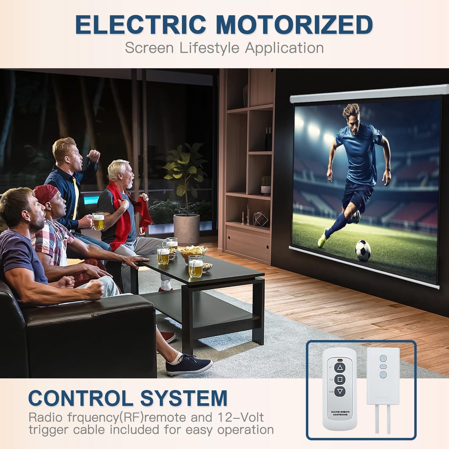 YODOLLA 120" Projector Screen Motorized 16:9, 4K HD Pull Down Retractable Projection Screens Electric Automatic Wall Ceiling Movie Screen for Office Classroom Indoor with Remotes