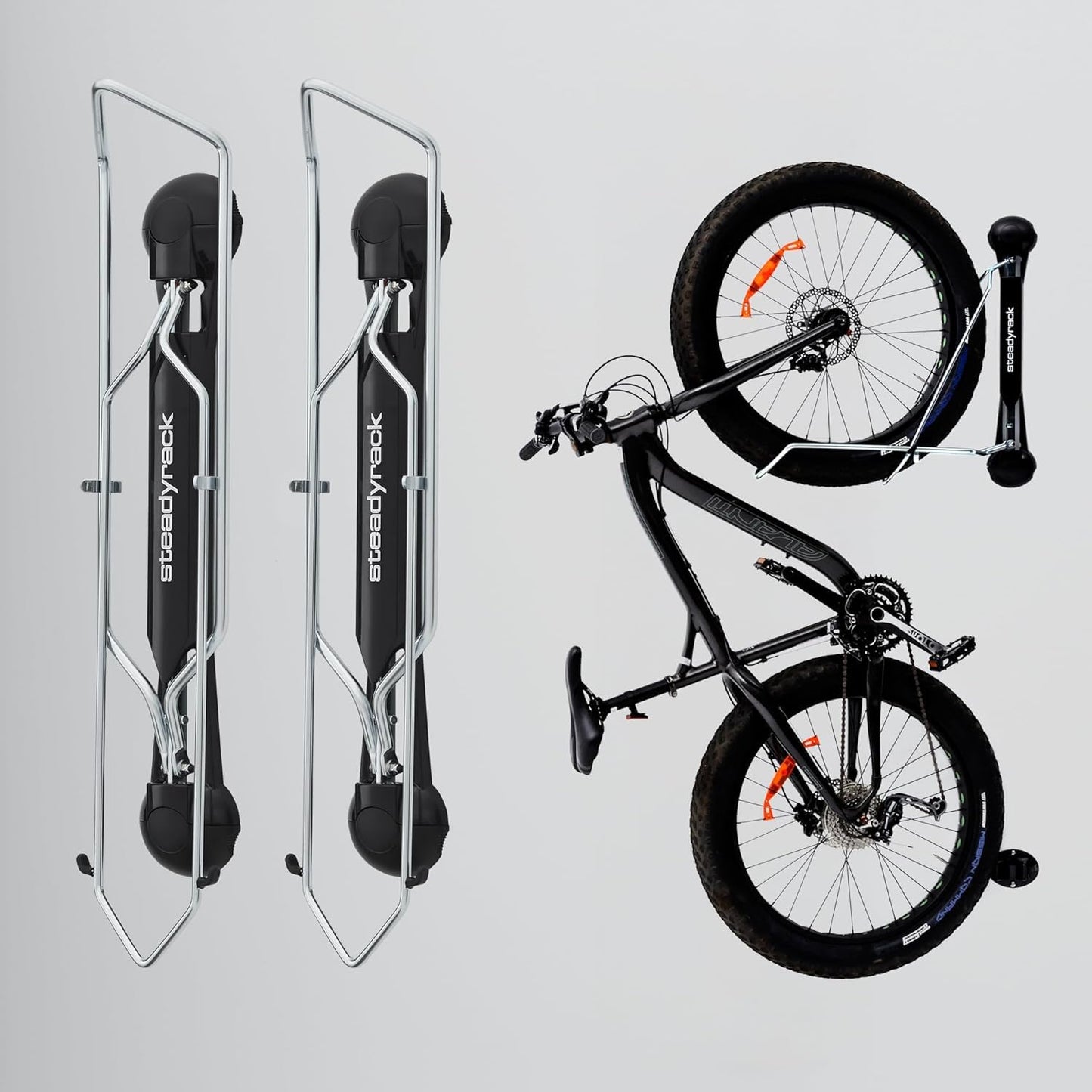 Steadyrack Fat Tire Bike Rack – Vertical Wall Mount Storage for Fat Bikes with 2.8”–4.5” Wide Tires – Space-Saving Pivot Design for Garage or Home