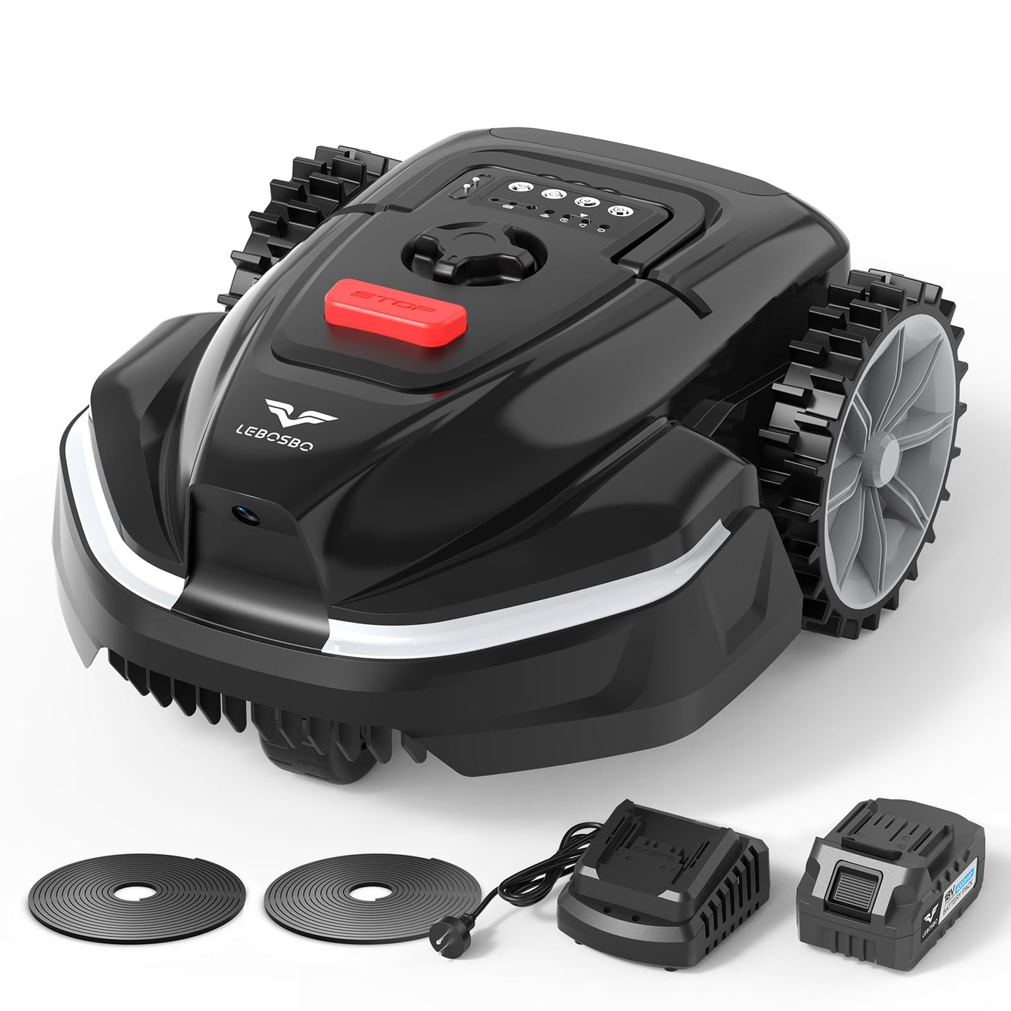 LEBOSBO V3 Robotic Lawn Mower with AI Vision Technology, Adjustable Grass Cutting Height, APP Control, Low-Noise Performance, No-Go Zone Function, Efficient Robot Lawn Mower for Small Lawns(Jet Black)