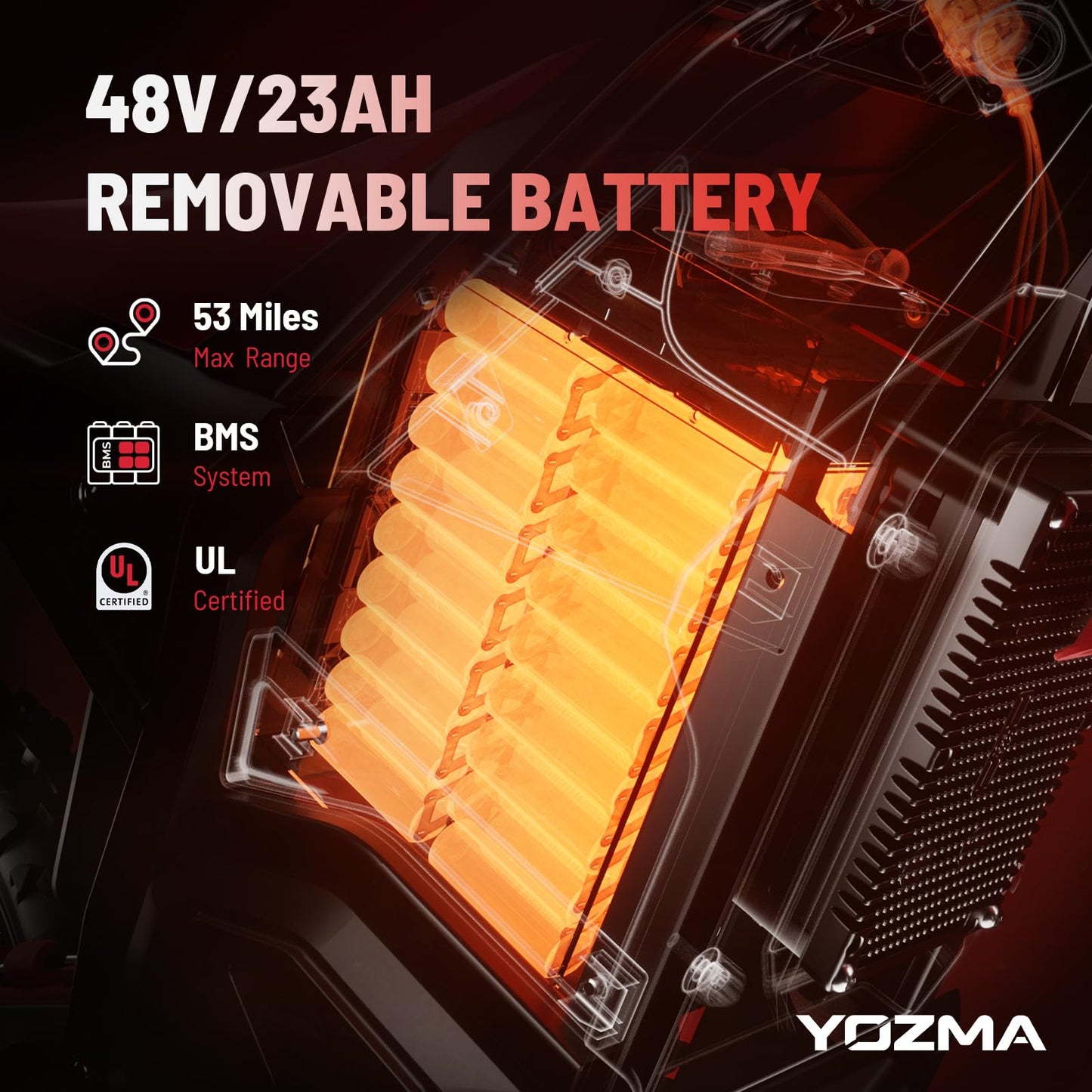 Yozma IN10 Electric Dirt Bike, 2600W 40MPH Electric-Motorcycle with 48V/23AH Battery Ebike, Full Hydraulic Brakes and Suspensions Mountain Off-Road E Dirt Bike, for Teens & Adults