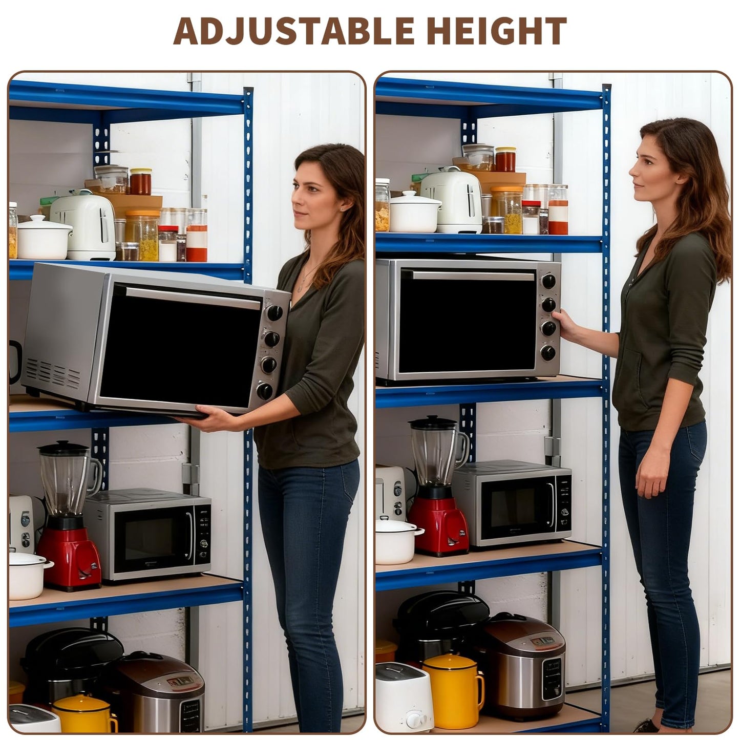 SierraSquad 60" W Garage Shelving Unit, 2500 LB Capacity, 5 Tier Adjustable Steel Storage Shelves, Heavy Duty Storage Racks for Basement Warehouse Shop, 60" W x 24" D x 72" H, Blue