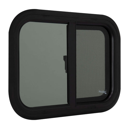 RecPro RV Window Replacement | Teardrop Style | 20inW x 15inH | Horizontal Sliding | Black | Model RP-WIN