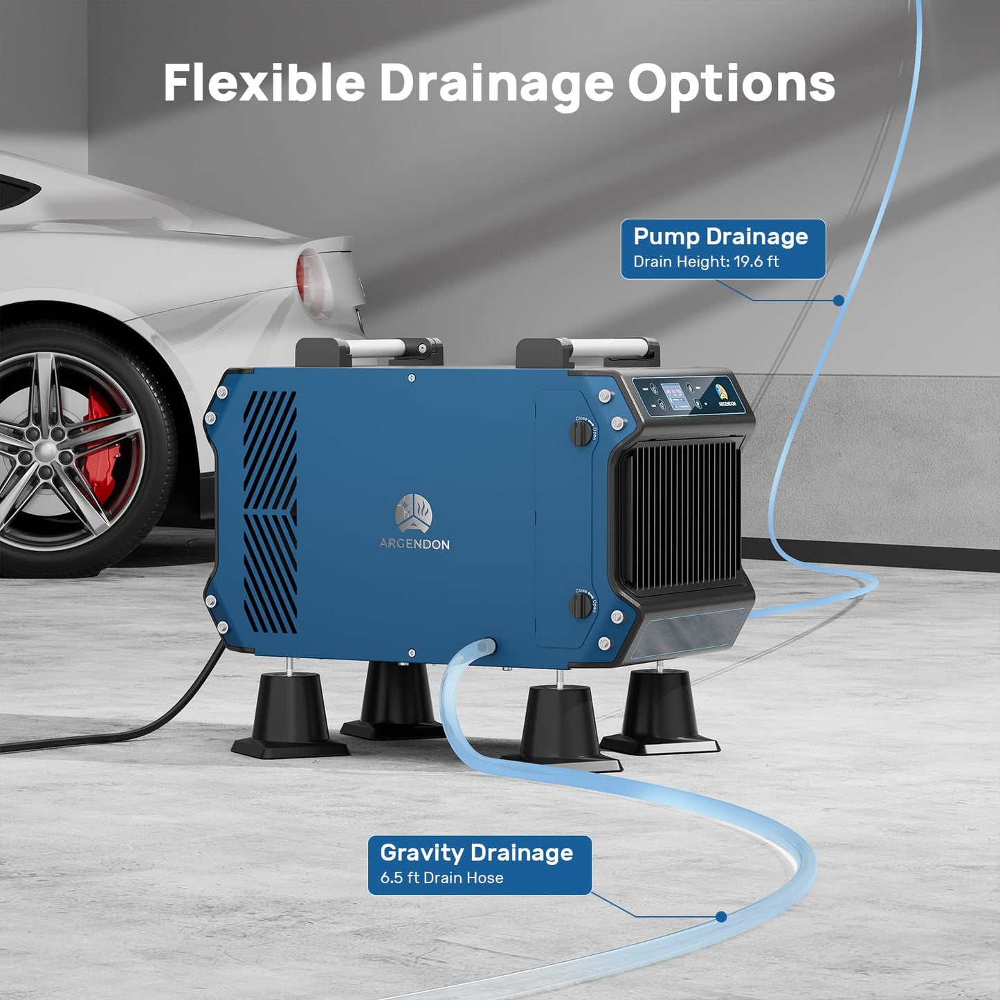ARGENDON 180 Pints Crawlspace Dehumidifiers with Pump and Drain Hose, Commercial Dehumidifier for Basement, Industrial Large Spaces, Basement, Job Sites, cETL, 5-Year Limited Warranty
