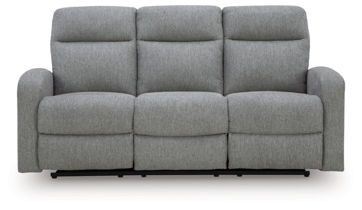 Signature Design by Ashley Carrigan Lane Classic Manual Pull Tab Dual Sided Reclining Sofa with Position Lock, Gray