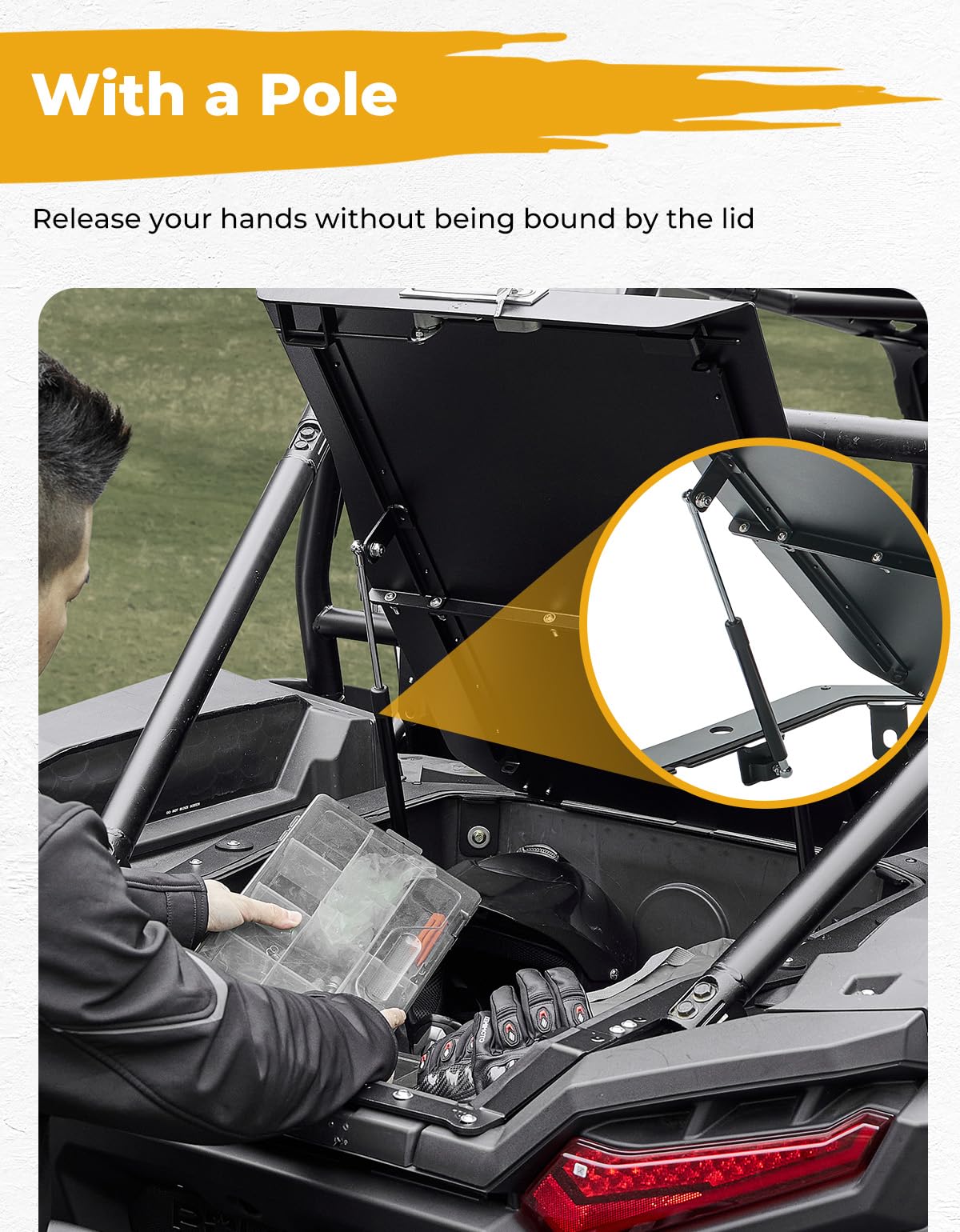 KEMIMOTO Aluminum Tonneau Cover Compatible with Polaris RZR XP 1000/4 2024-2026, Heavy-Duty Tonneau Cover Lockable Rear Bed Cargo Box Enclosure with Gas Strut Support Accessories