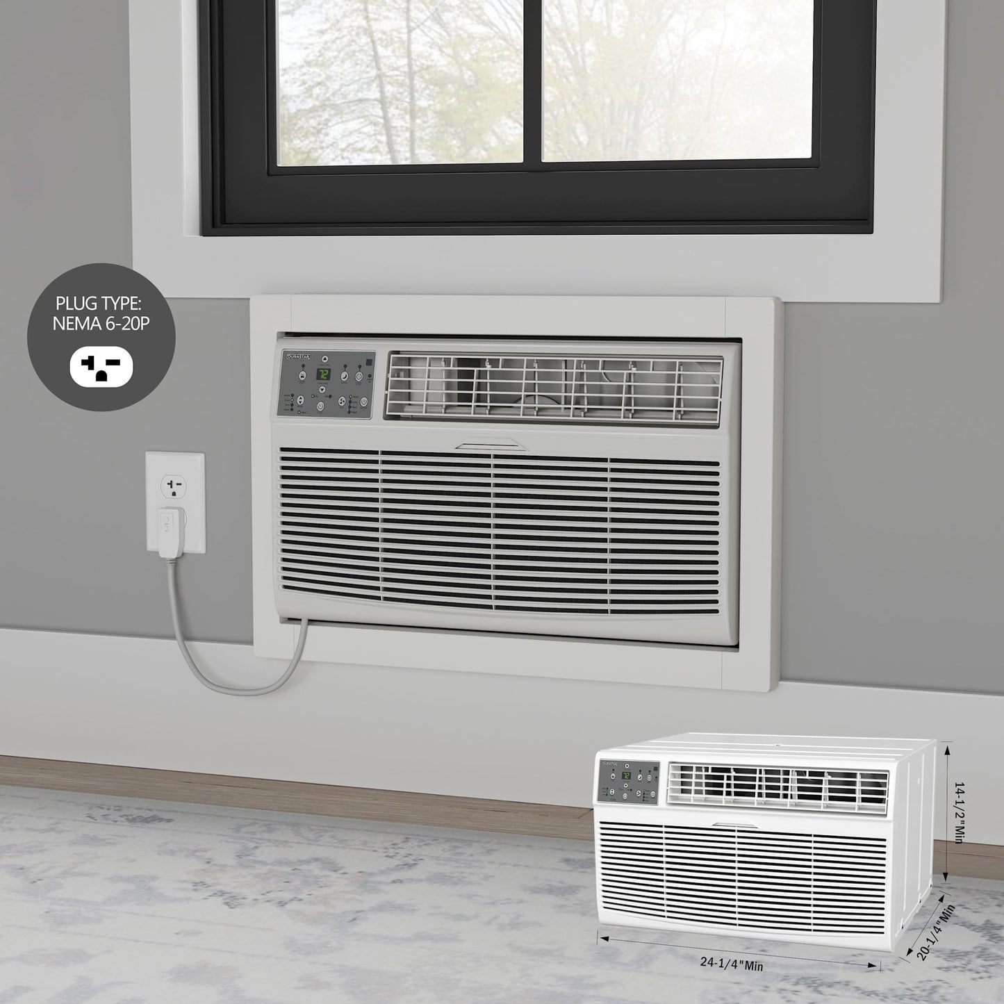 Durastar DRTHC142XNA1 14,000 BTU 208 / 230V Through the Wall Air Conditioner with 10600 BTU Supplemental Heating and Remote Control - White