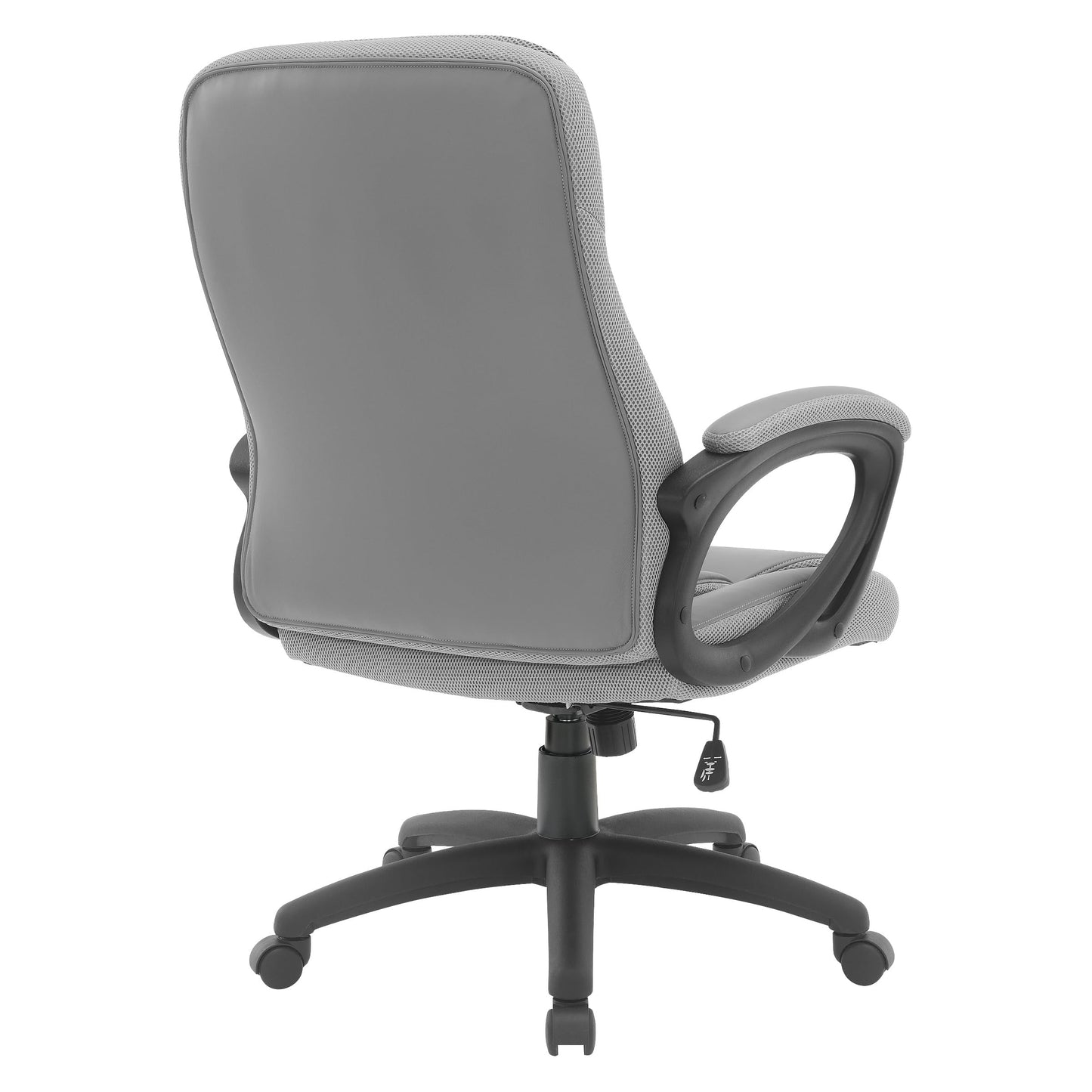 Office Star FL Series Executive Seating Faux Leather Manager's Adjustable Office Chair with Padded Arms, Charcoal Grey with Grey Mesh Accents